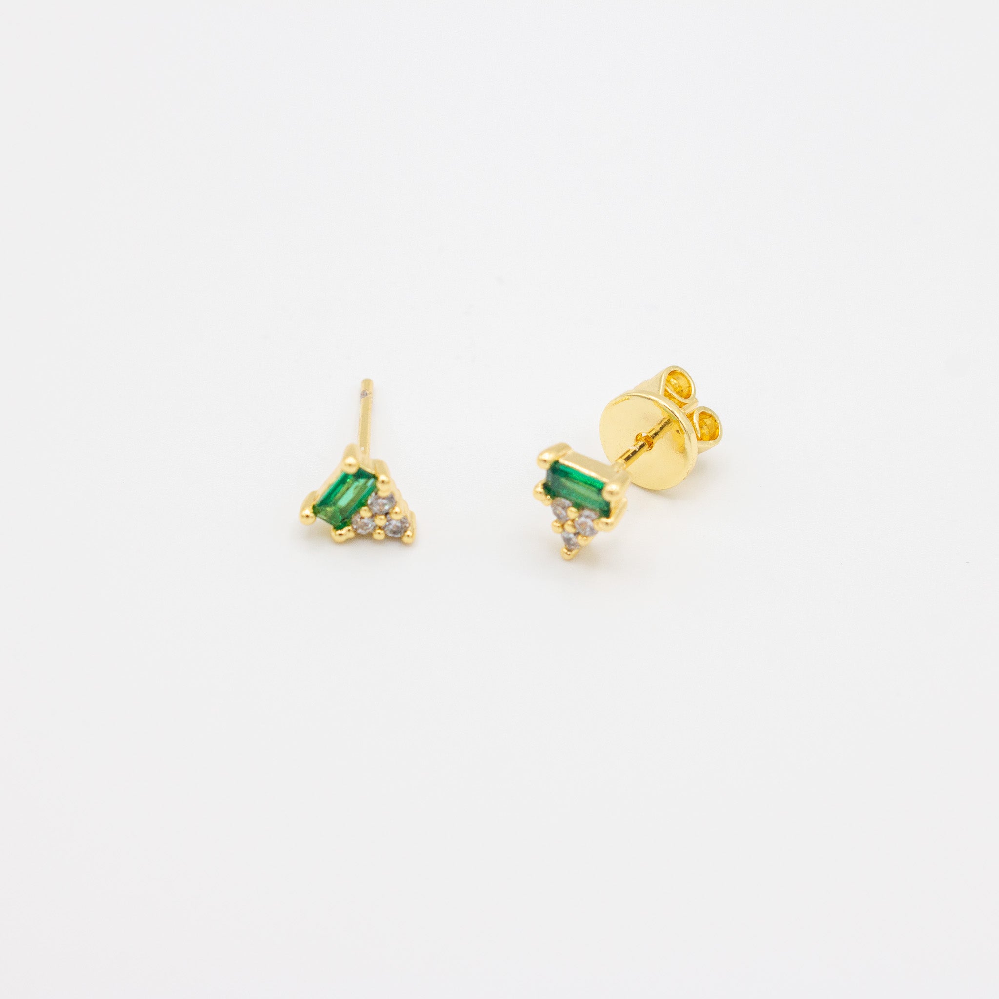 Emerald Baguette Cz Dainty Stud