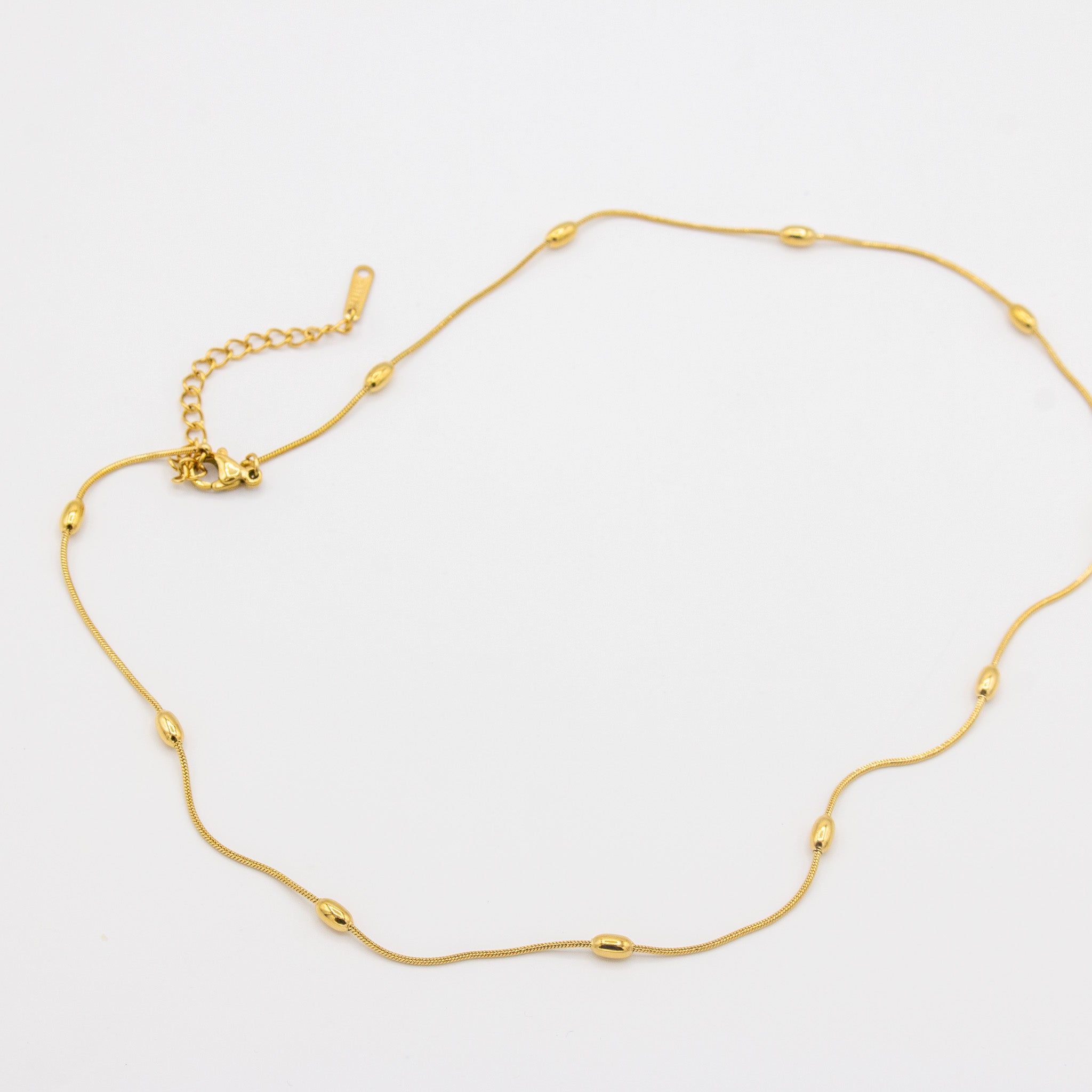 Snake Chain Oval Beaded Necklace