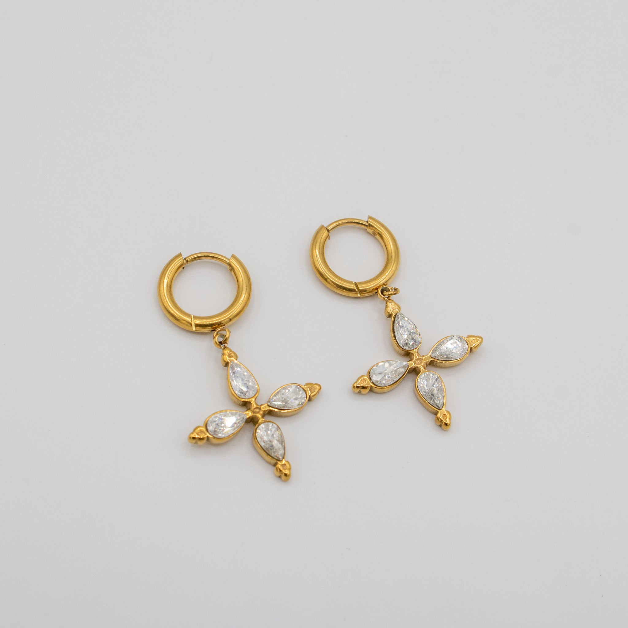 Cz Flower Drop Dangle Earrings