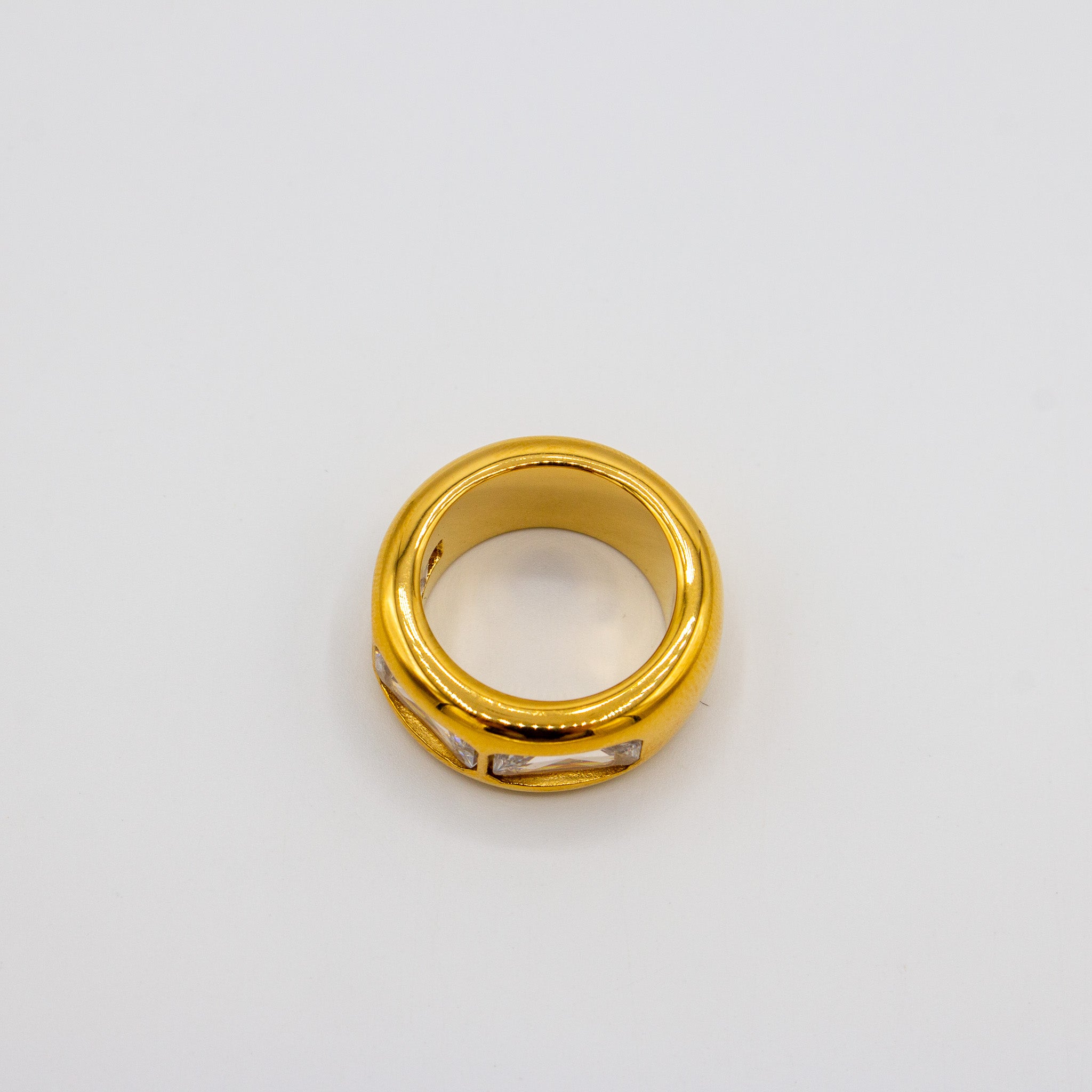 White Block CZ Ring