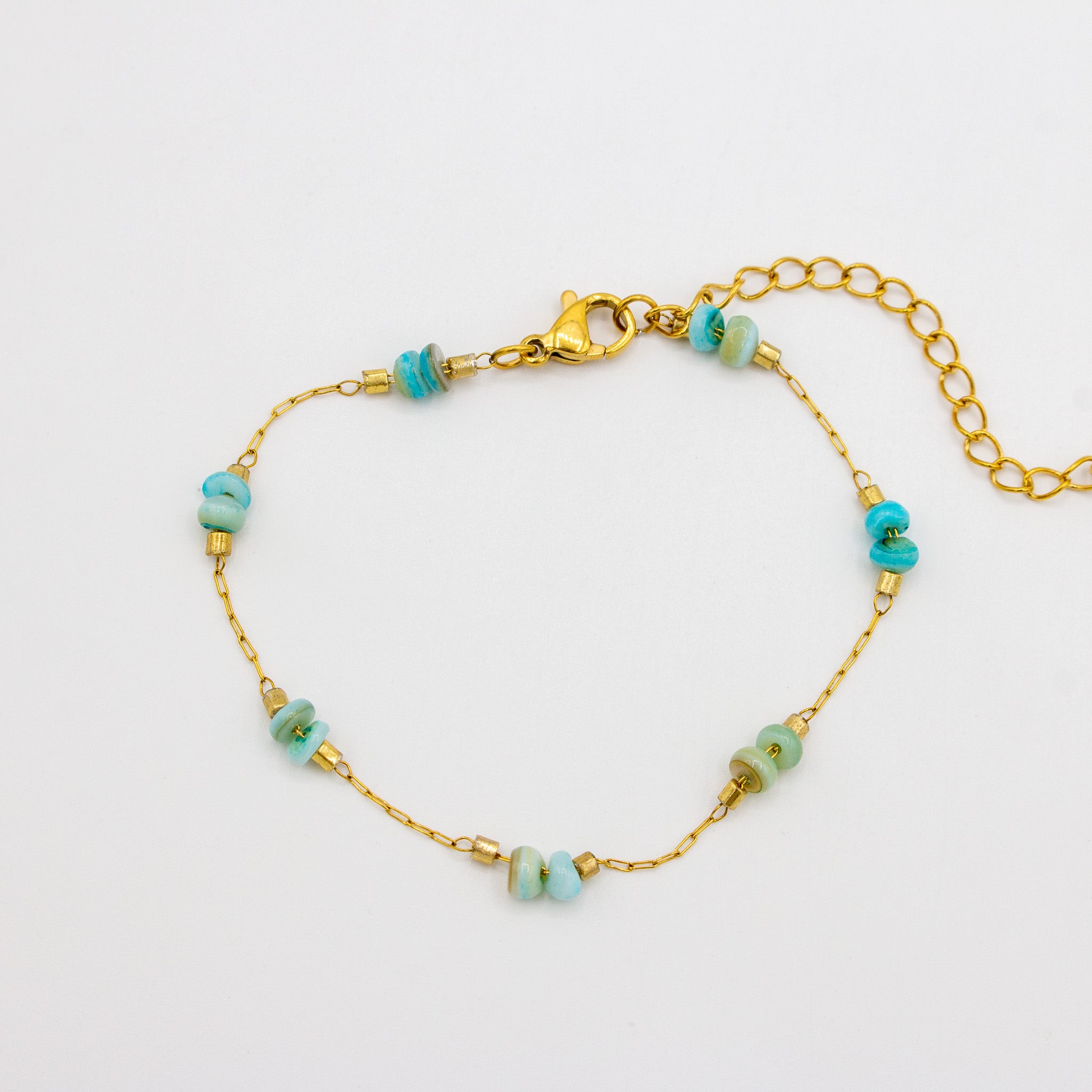 Aqua Natural Beaded Bracelet