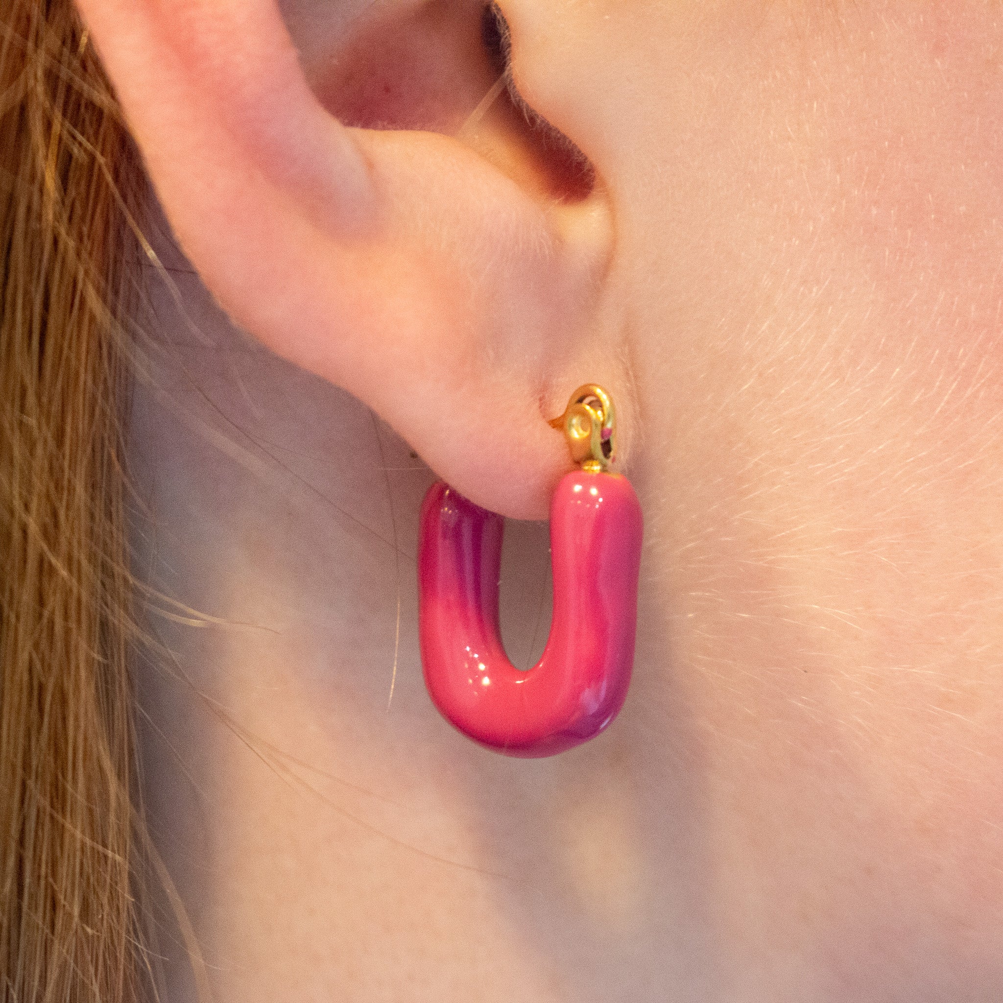 Hot Pink U Earrings