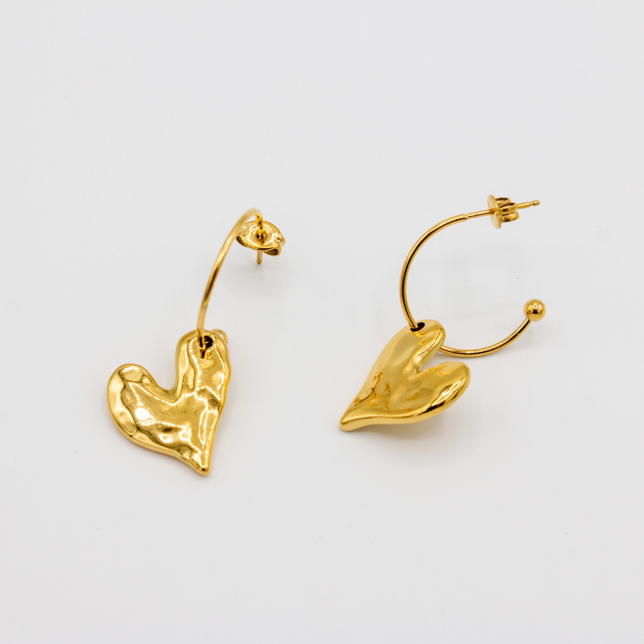 Gold Dangle Heart Earrings
