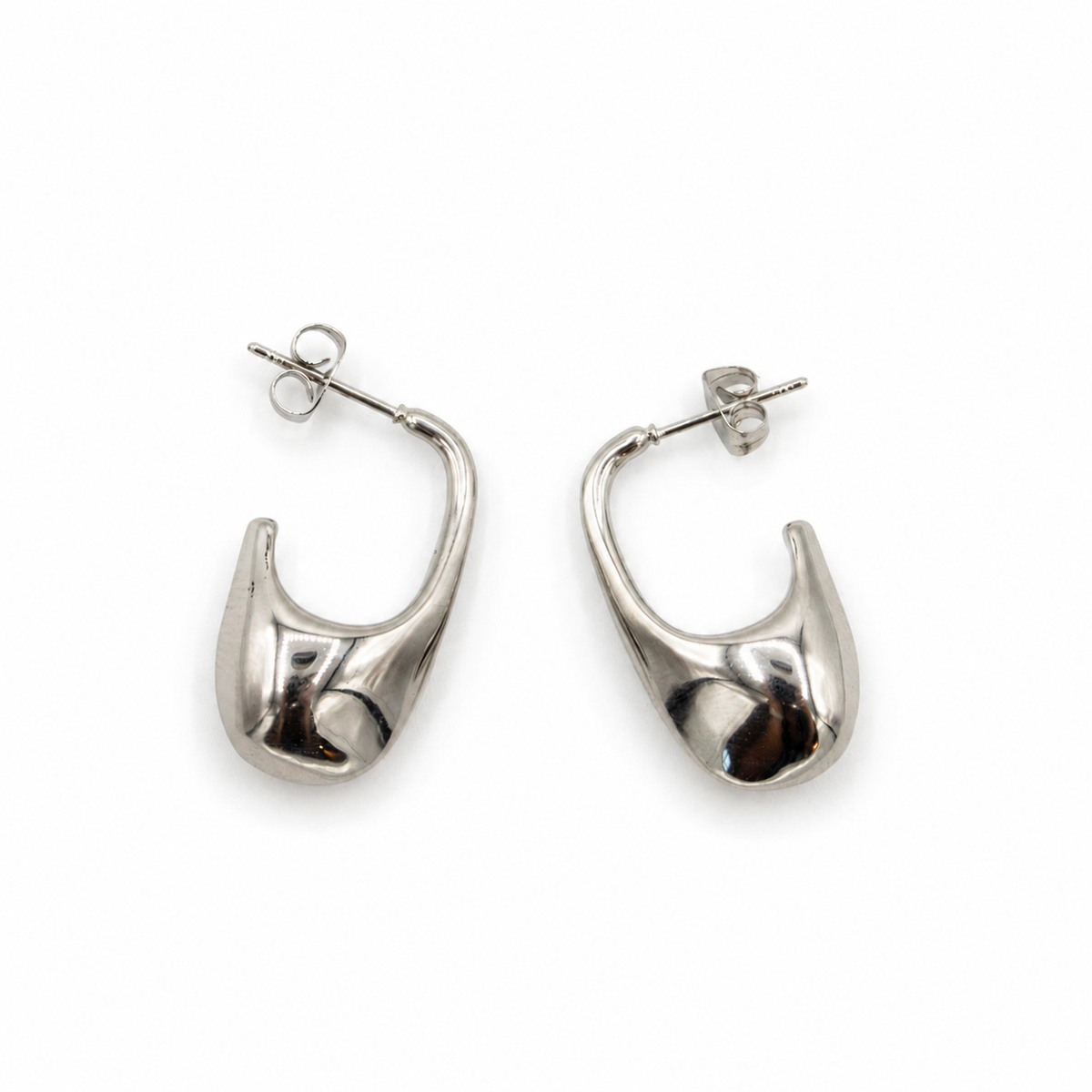 Open Oval Silver Earrings