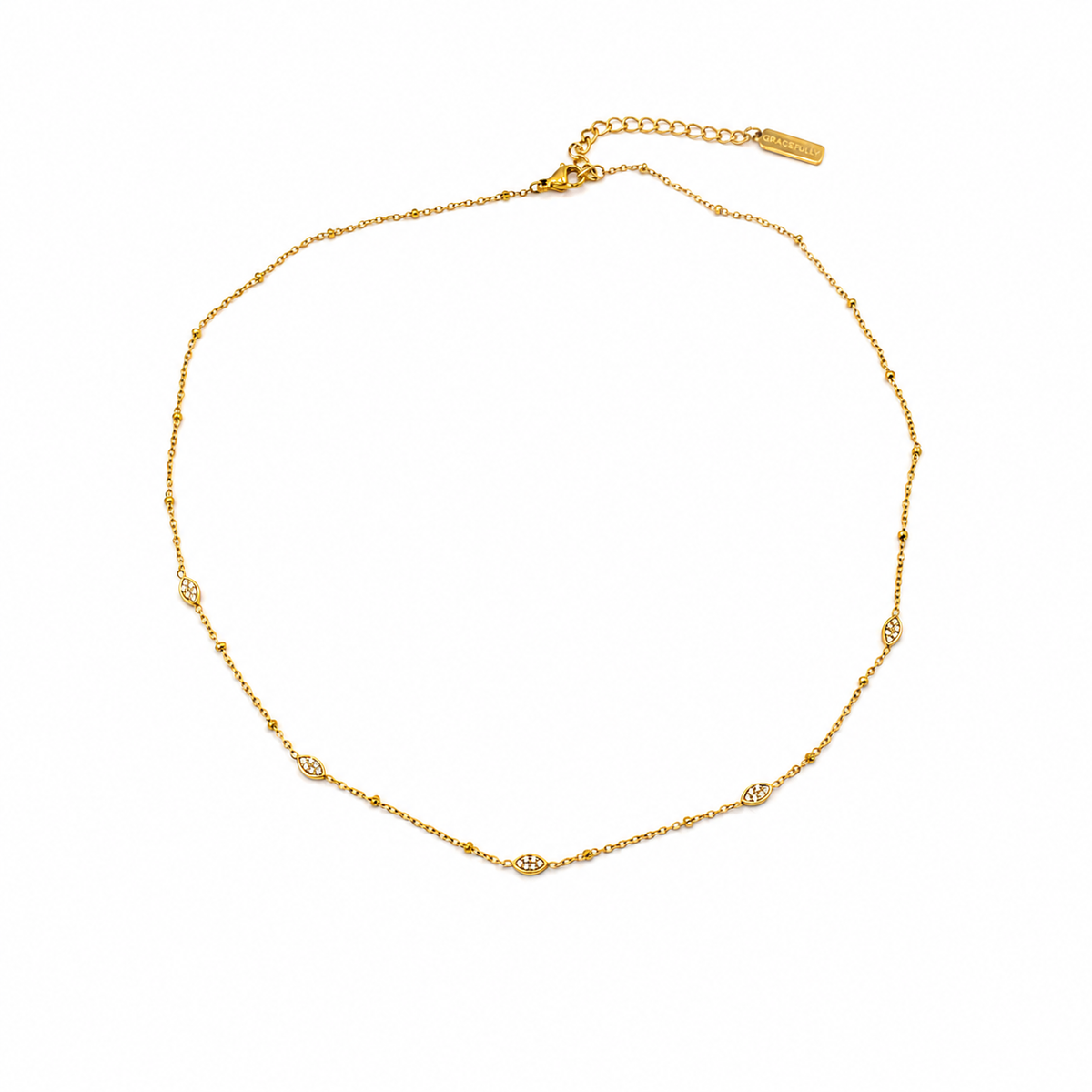 Oval CZ Gold Necklace