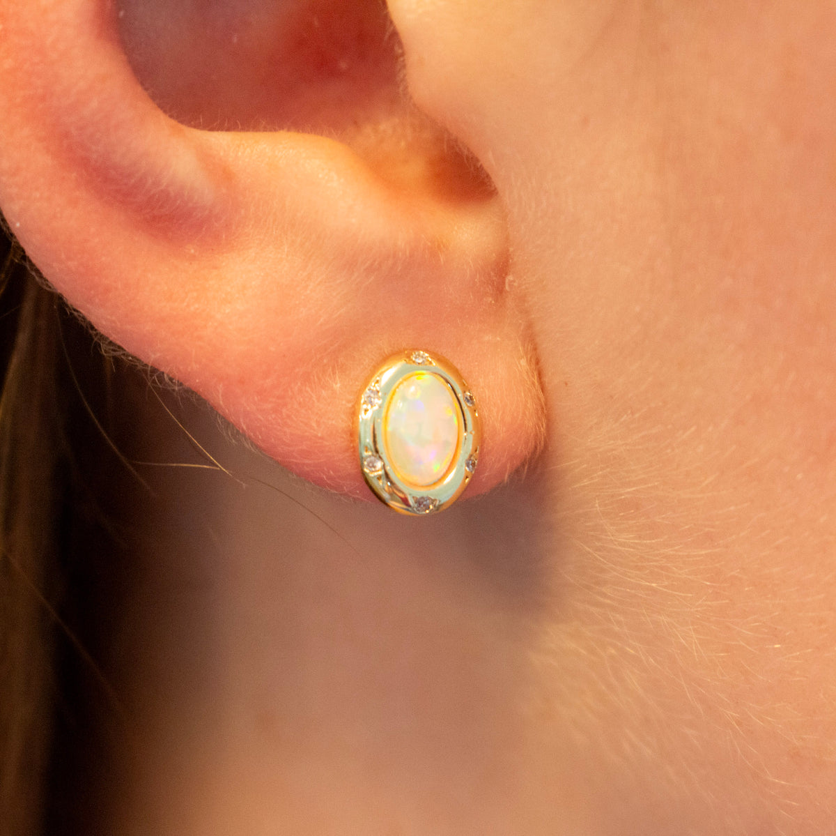 Oval Opal Gold Studs