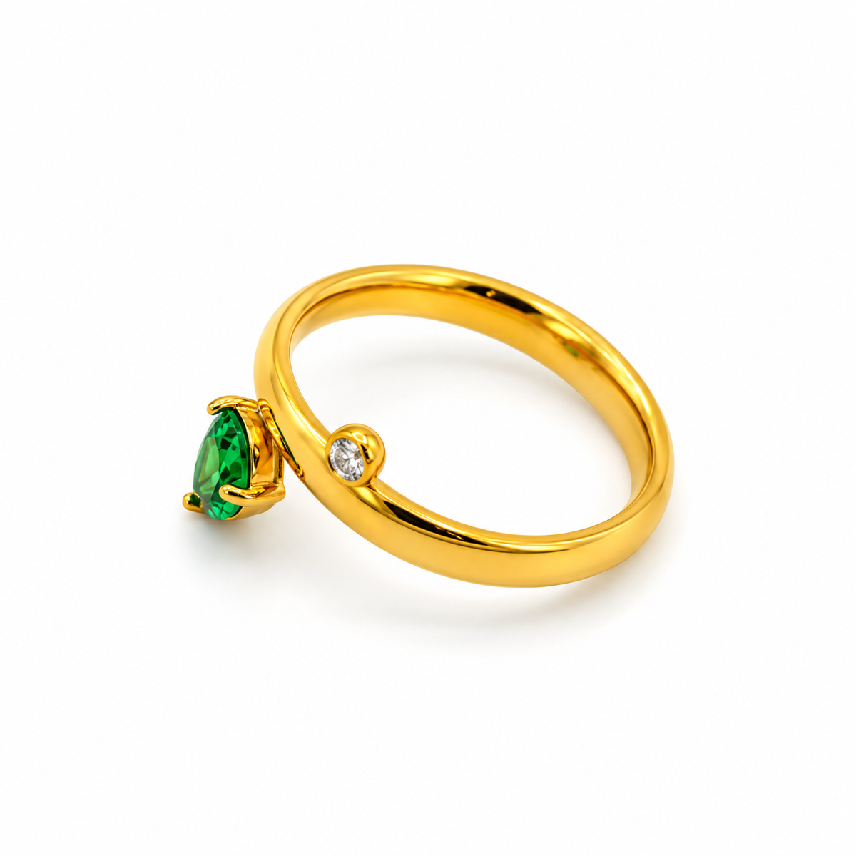 Emerald and White Cz Ring