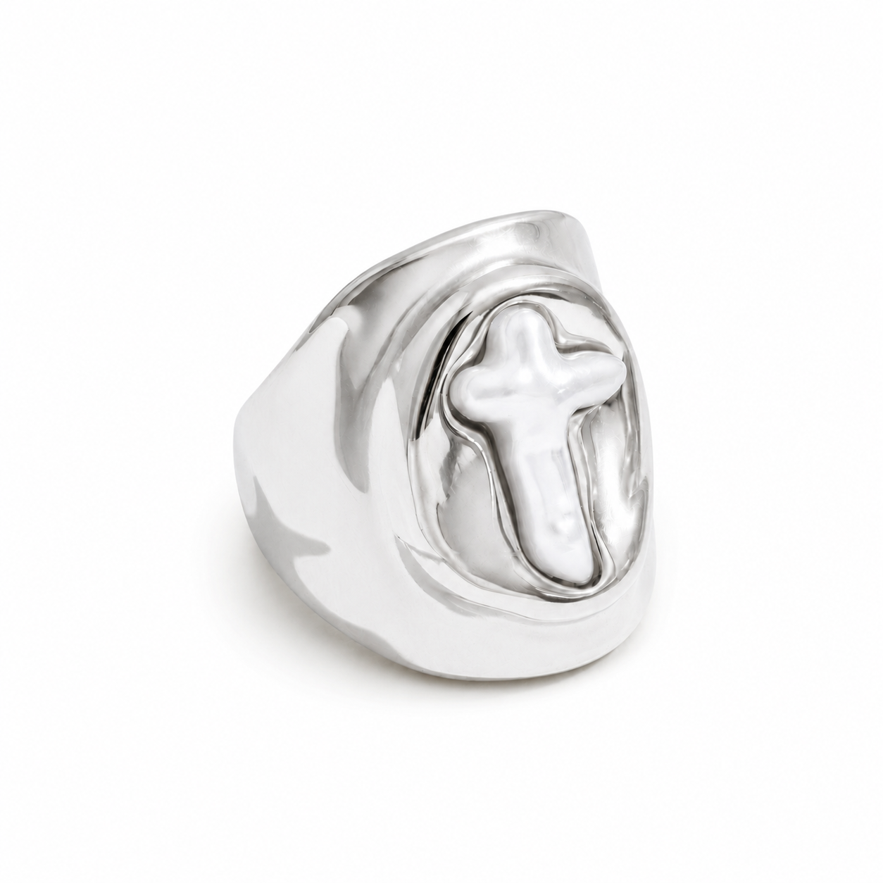 Statement Cross Ring Silver