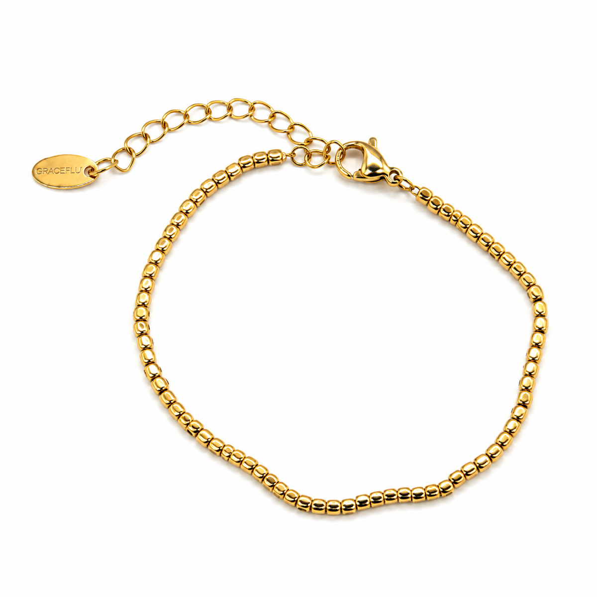 Square Bead Gold Bracelet