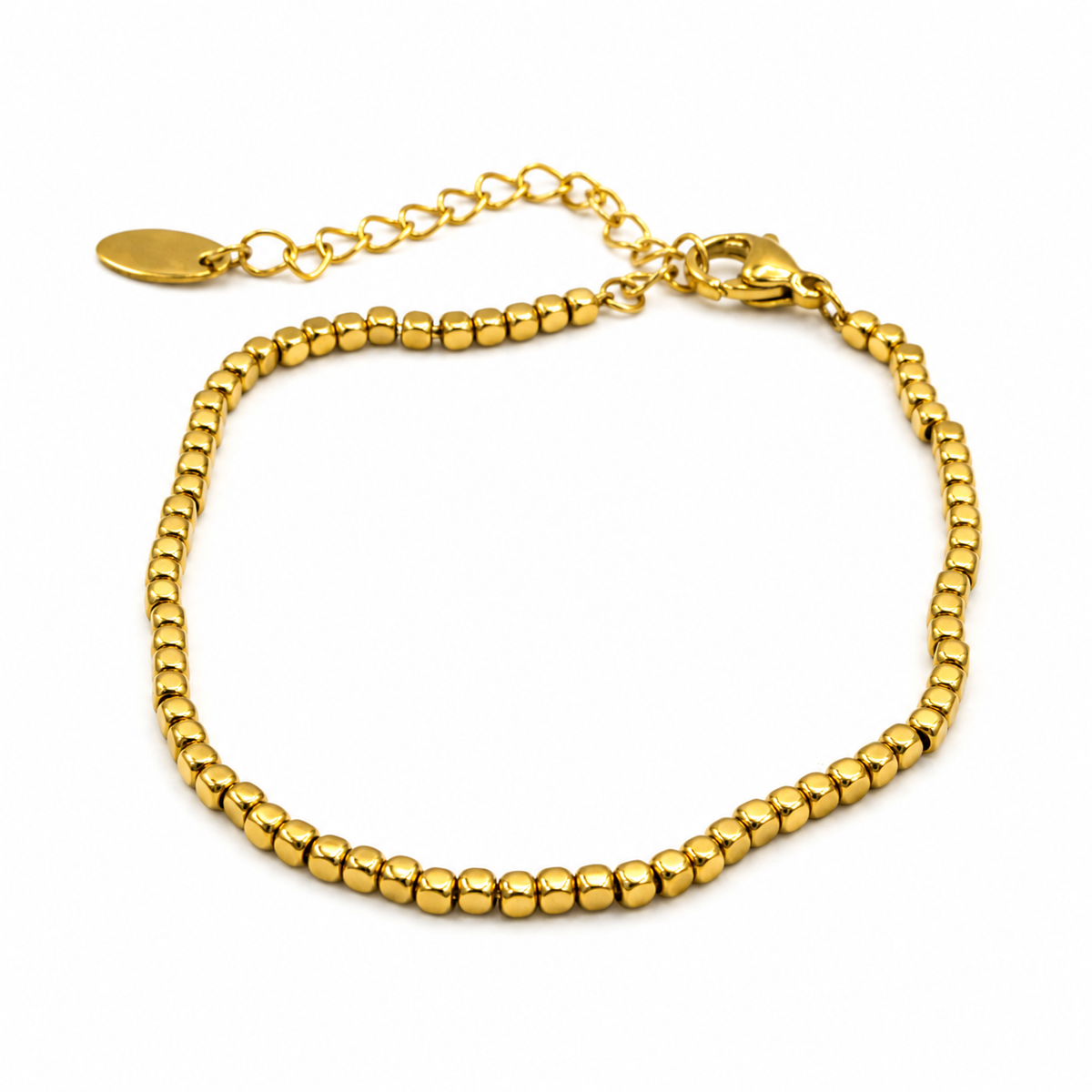 Square Bead Gold Bracelet