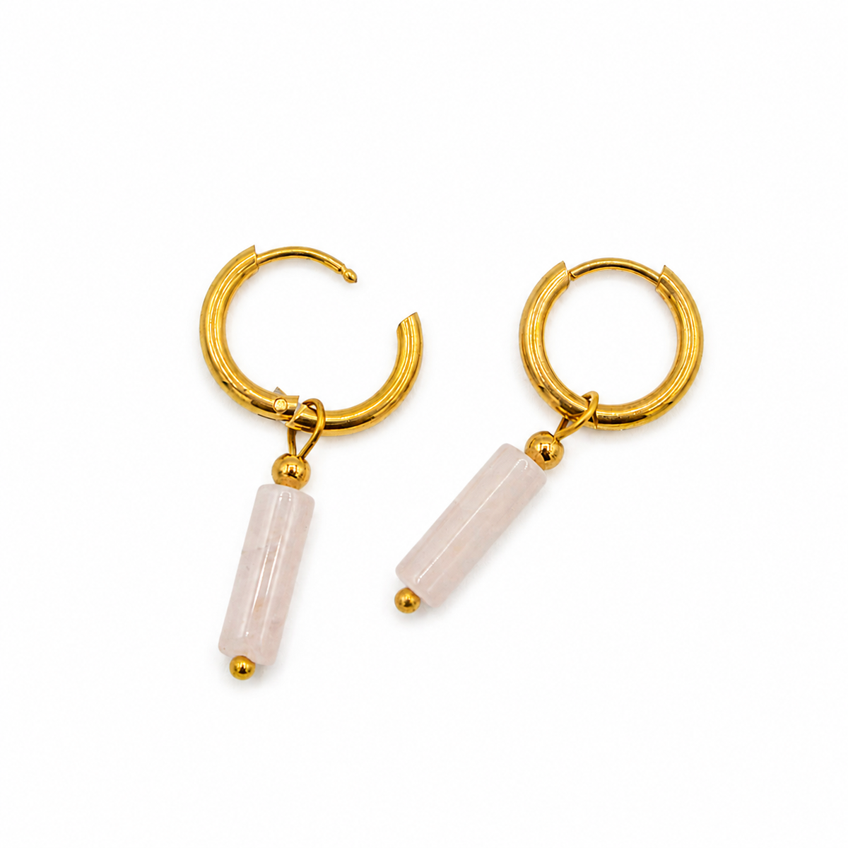 White Stone Charm Dangle Huggies