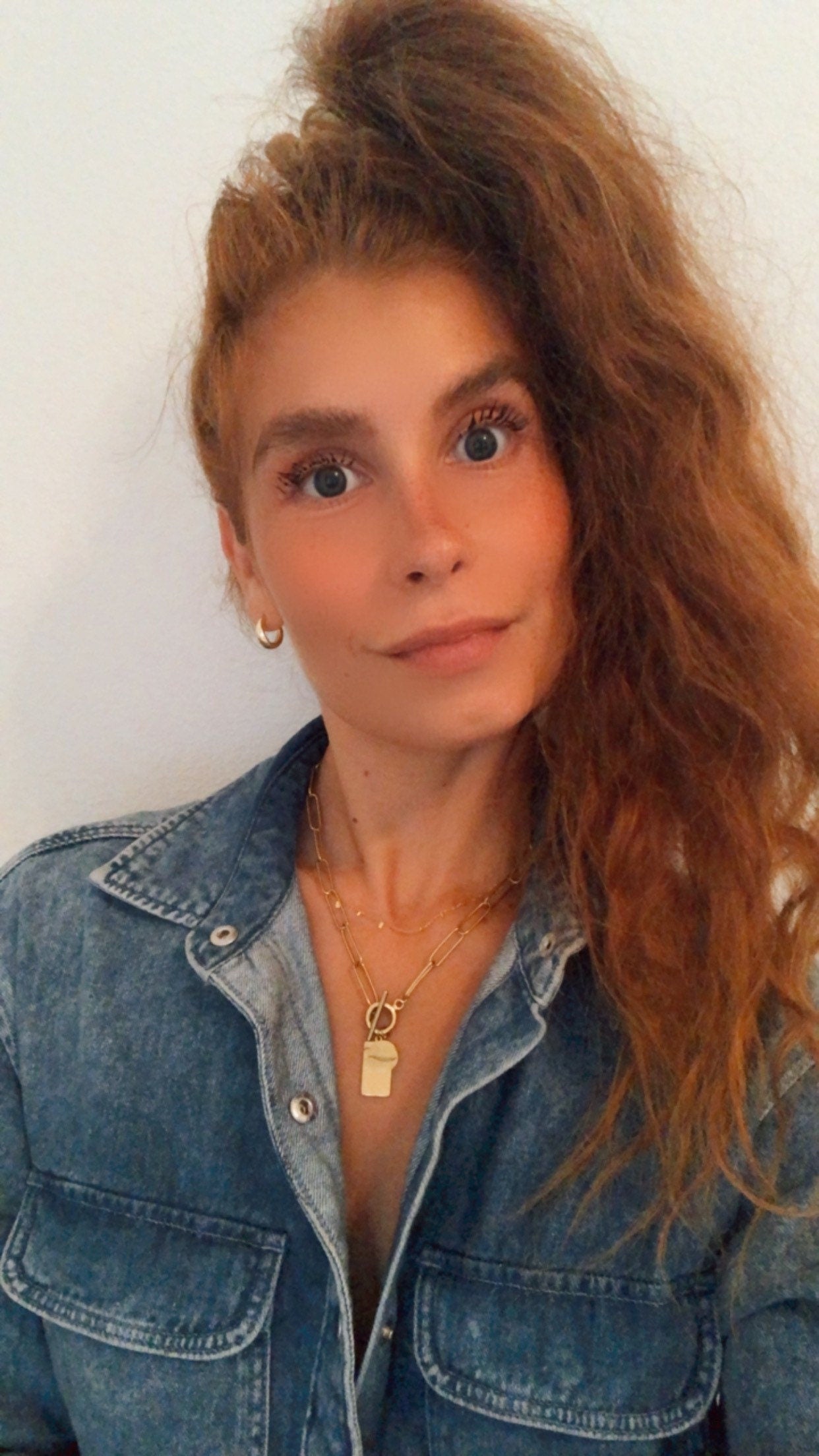 Rectangle + circle charm link necklace