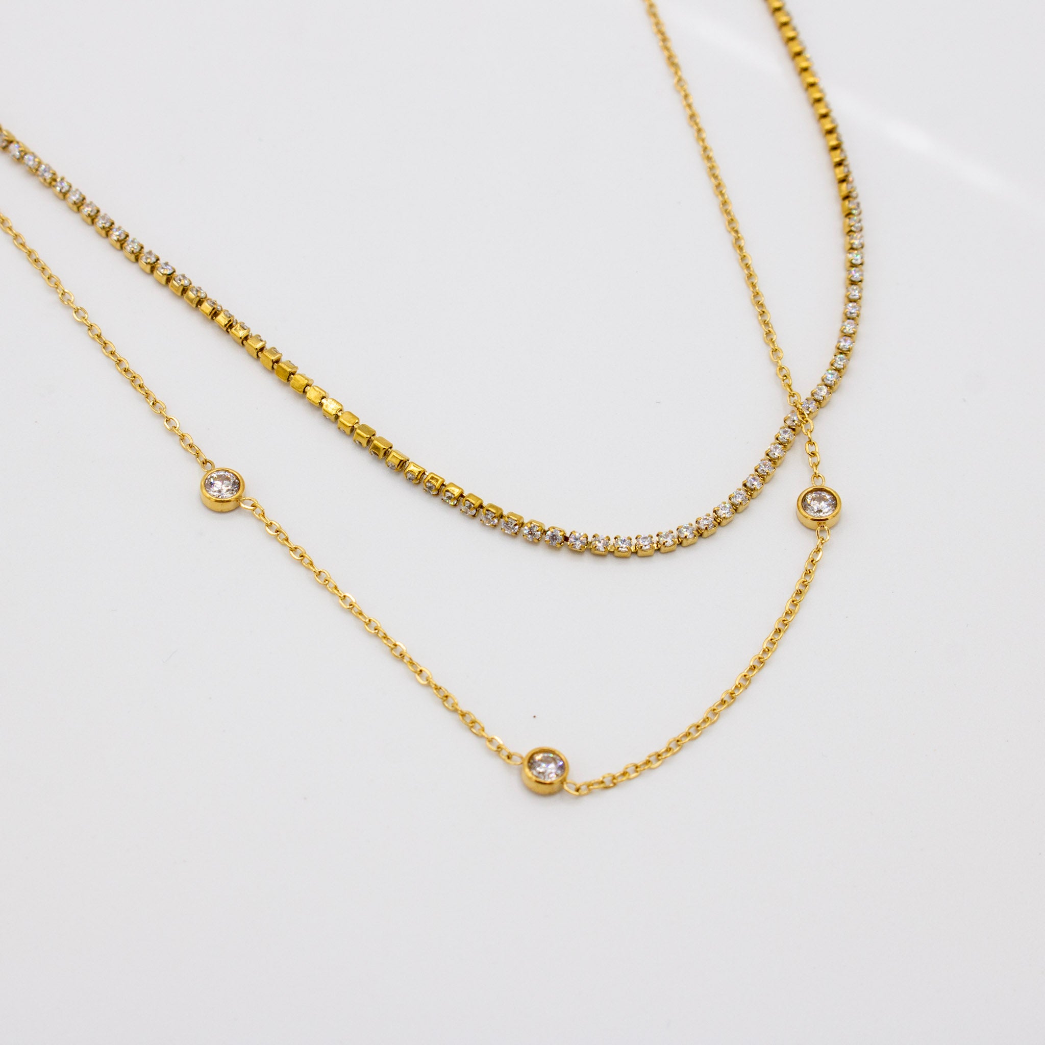 Double Layered CZ Necklace
