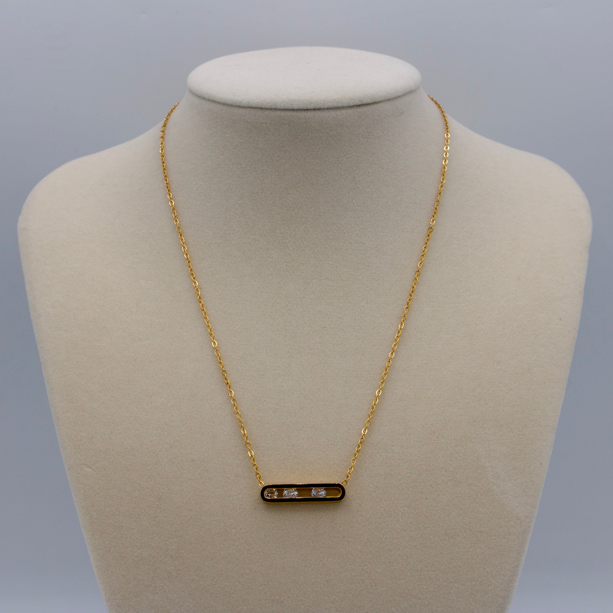3 CZ Rectangle Pendant Necklace