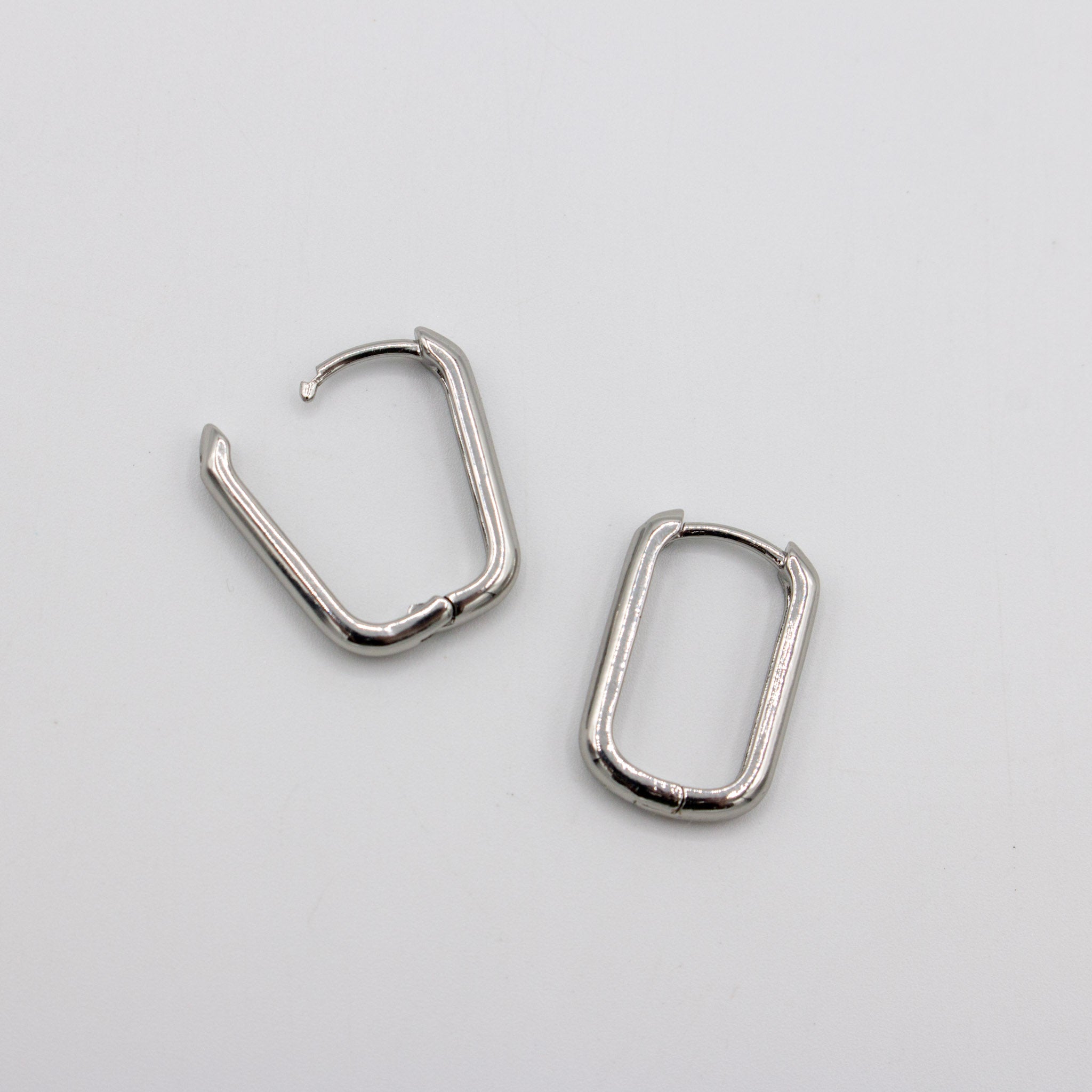 Silver Oblong Hoop Earrings