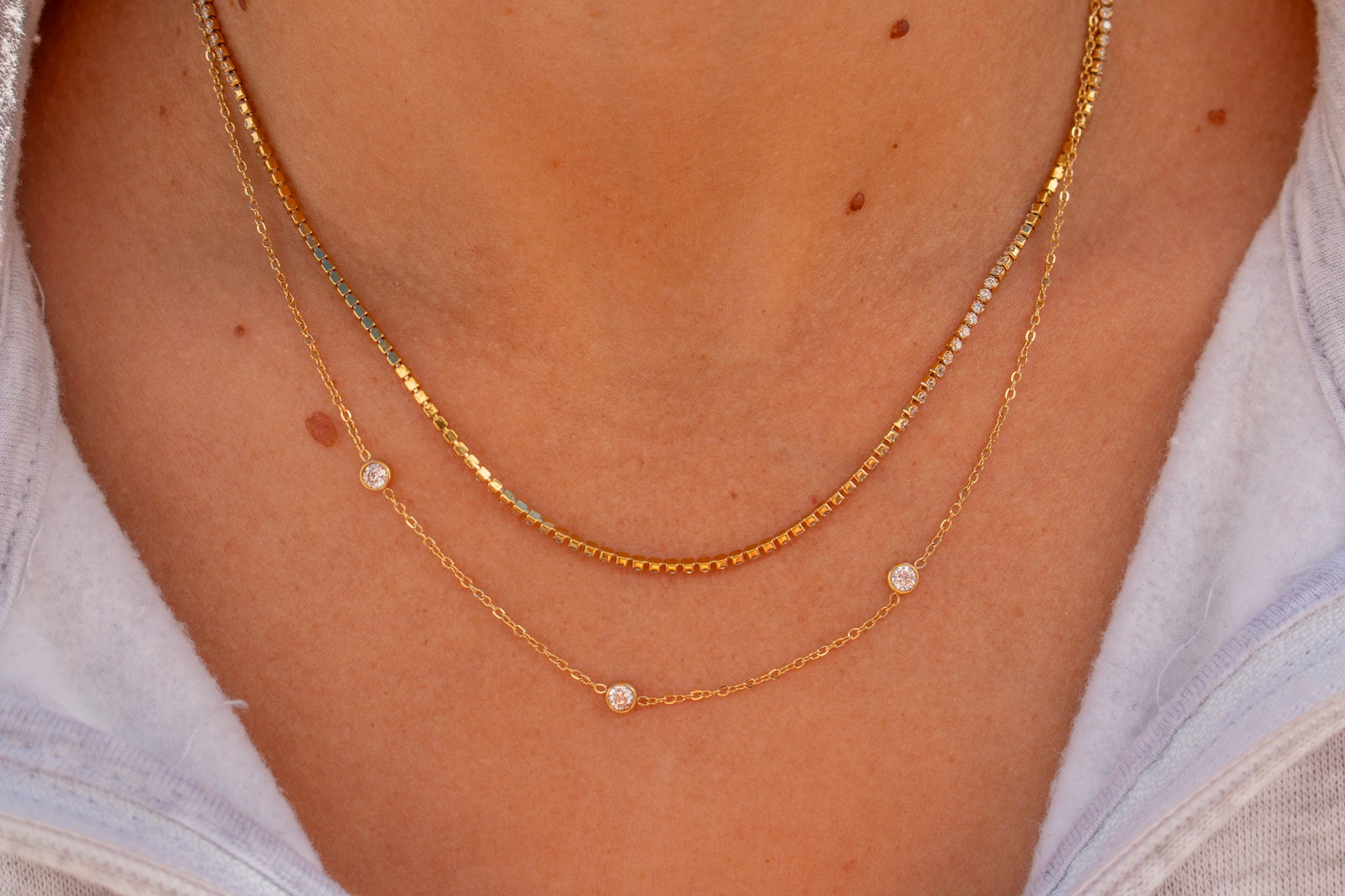 Double Layered CZ Necklace