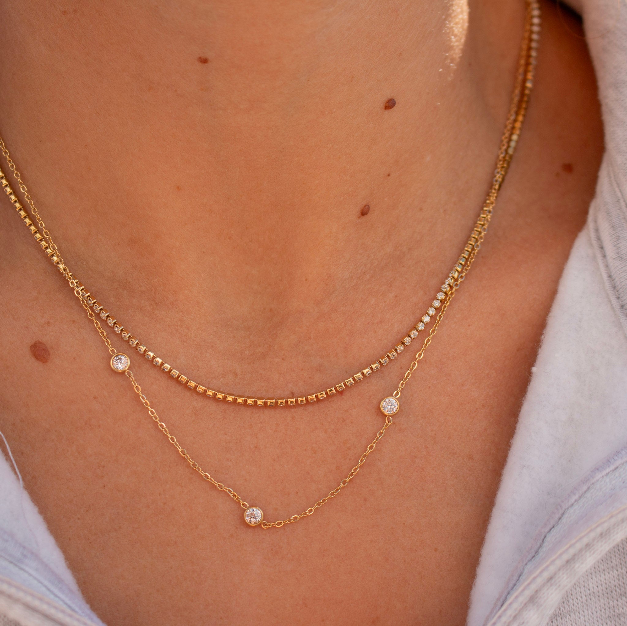Double Layered CZ Necklace