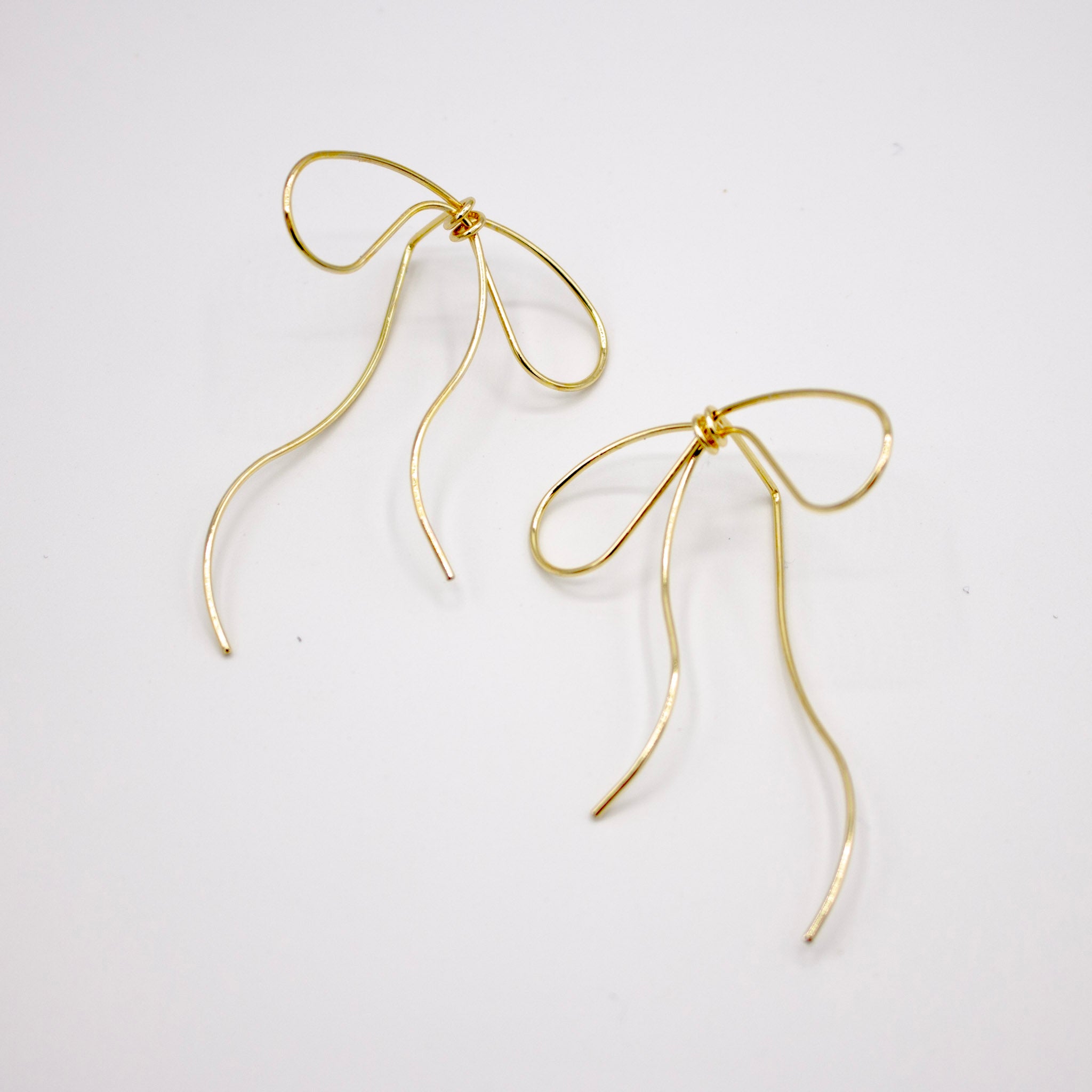 Dainty Gold Bow Dangle Earrings