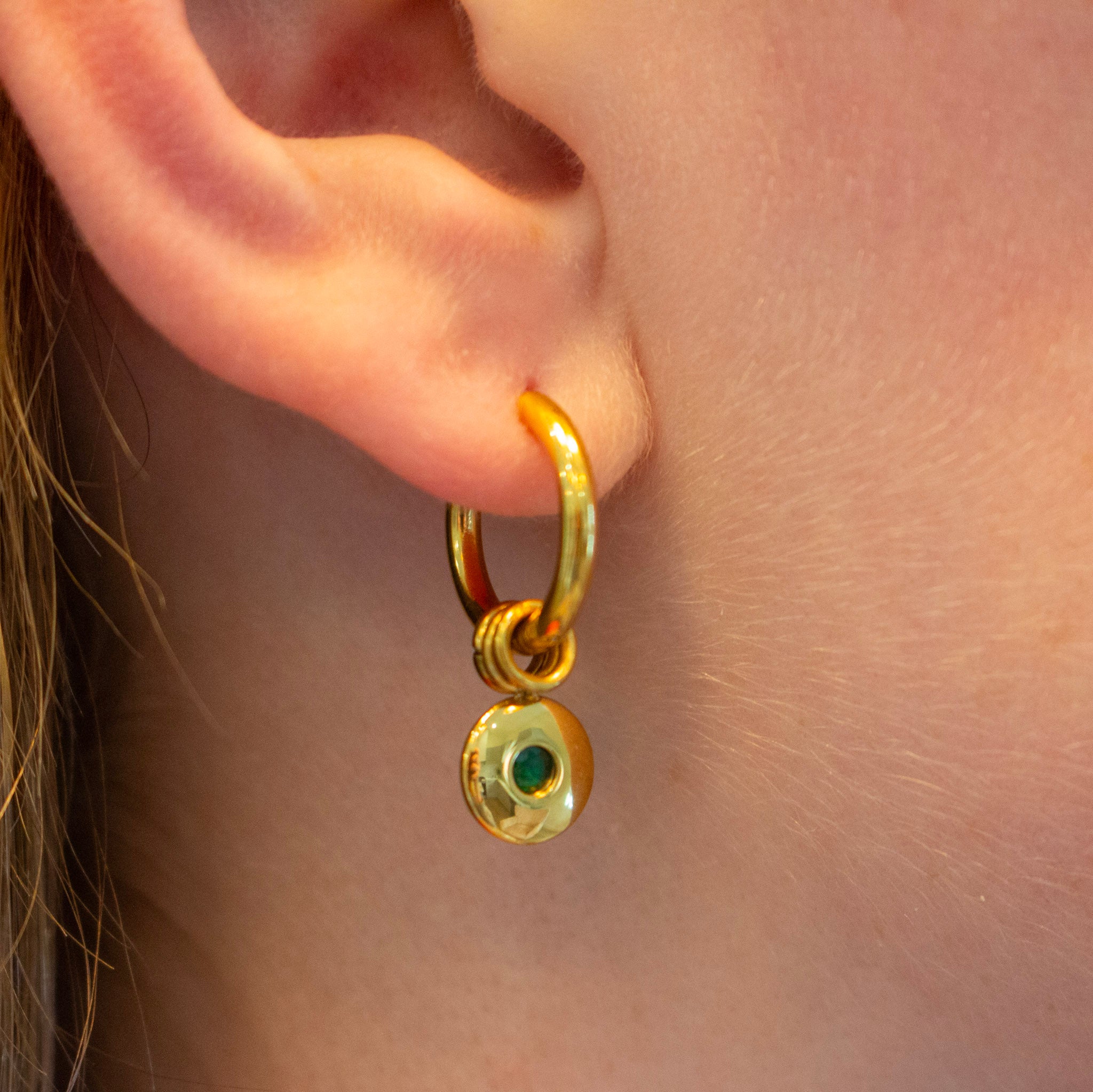 Emerald and Gold Circle Dangle