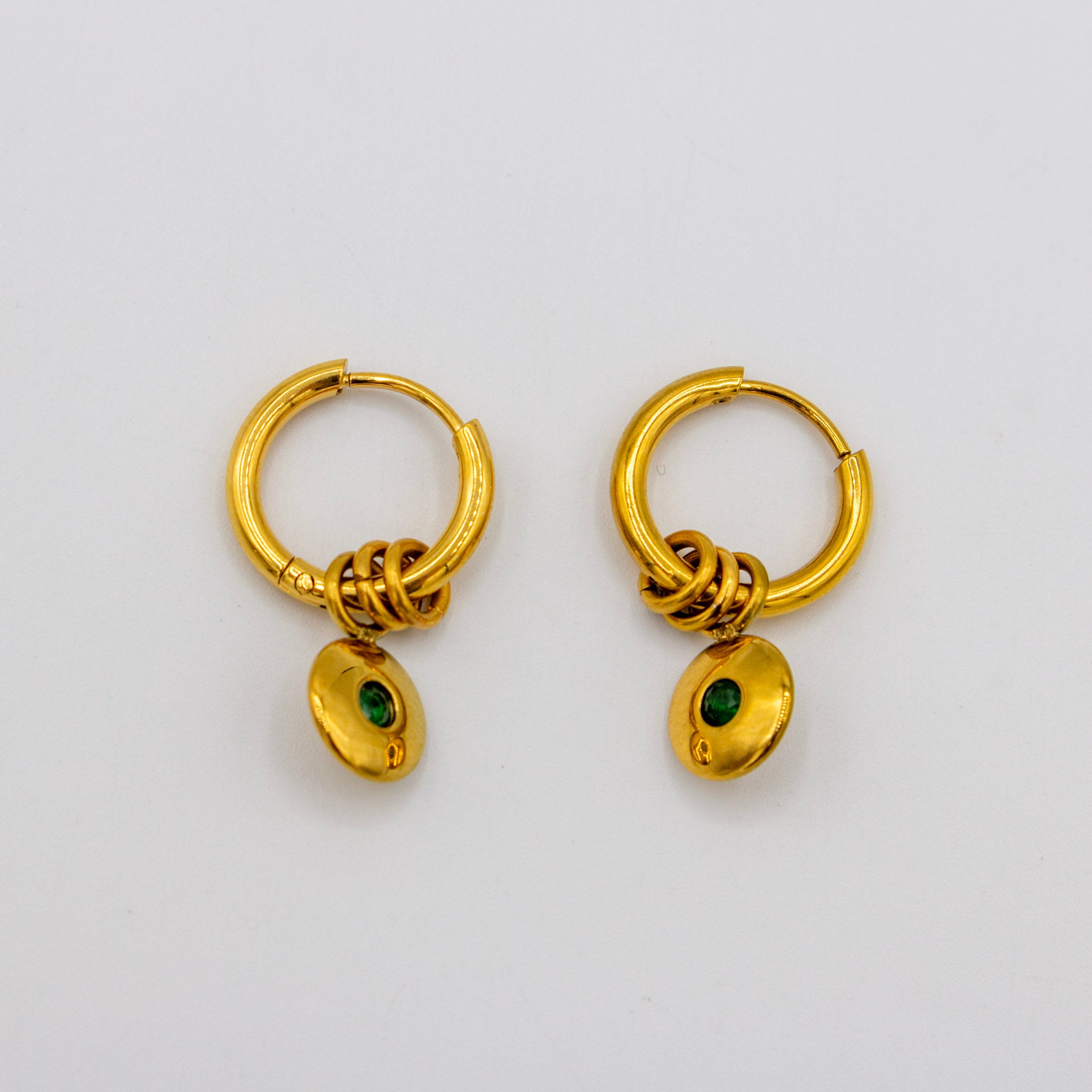 Emerald and Gold Circle Dangle