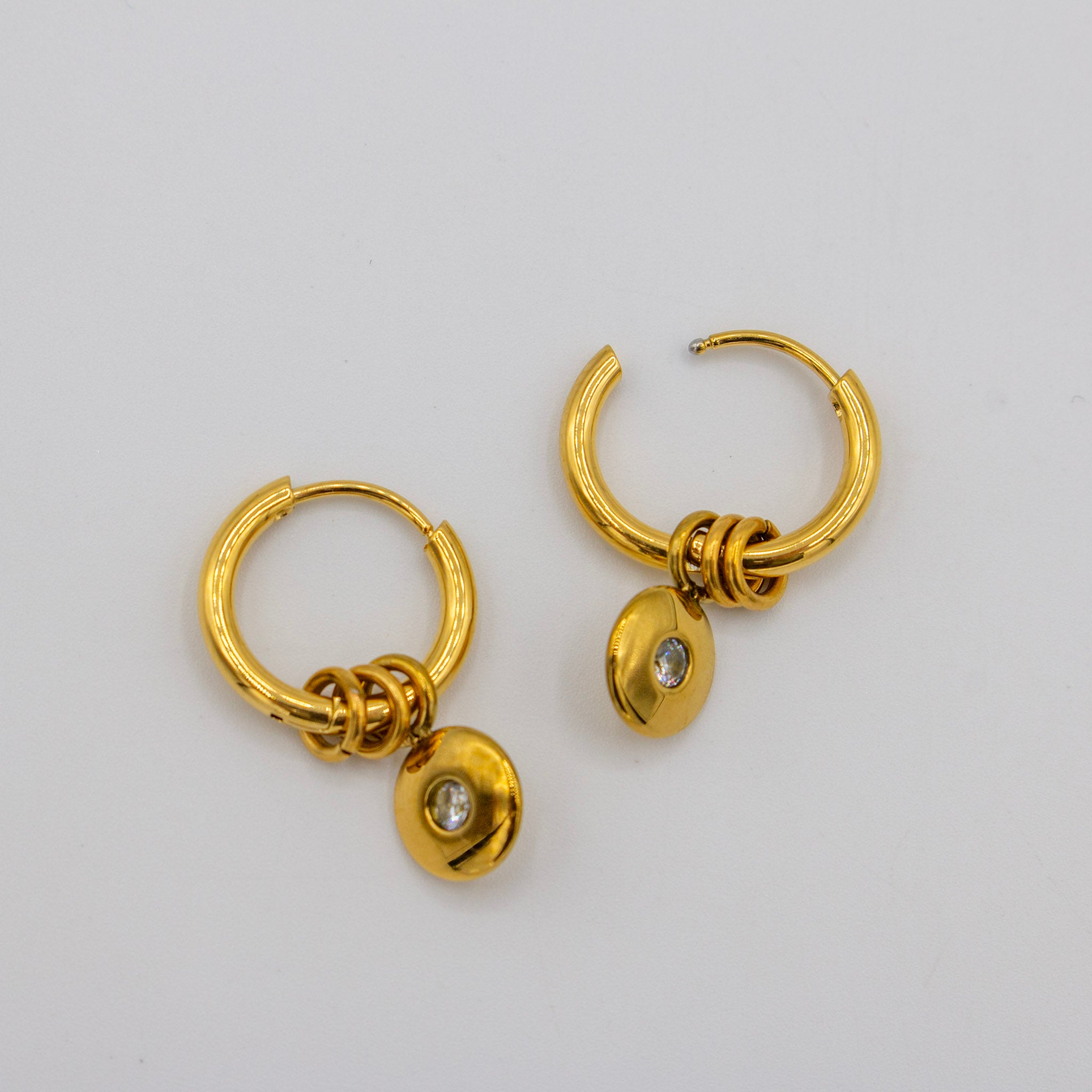 White Cz Circle Dangle