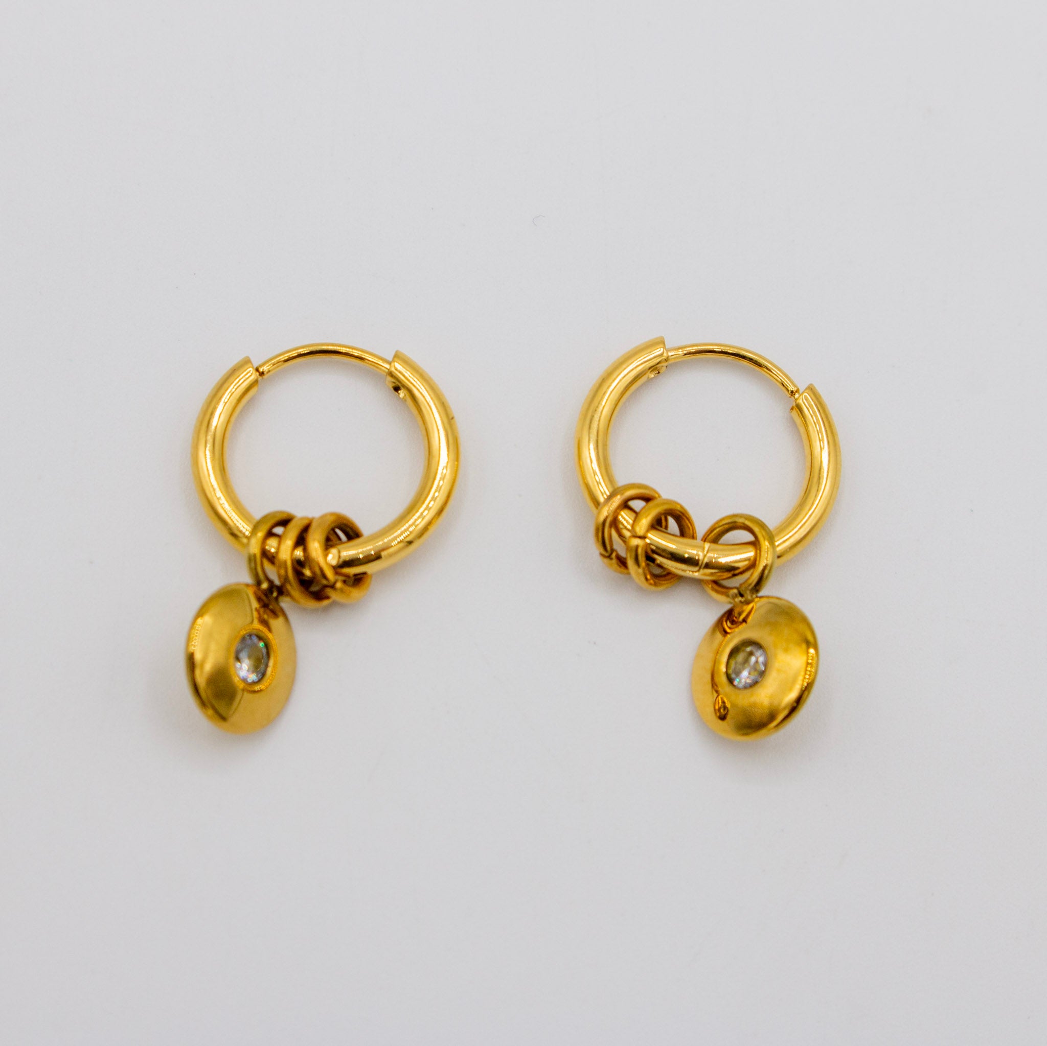 White Cz Circle Dangle