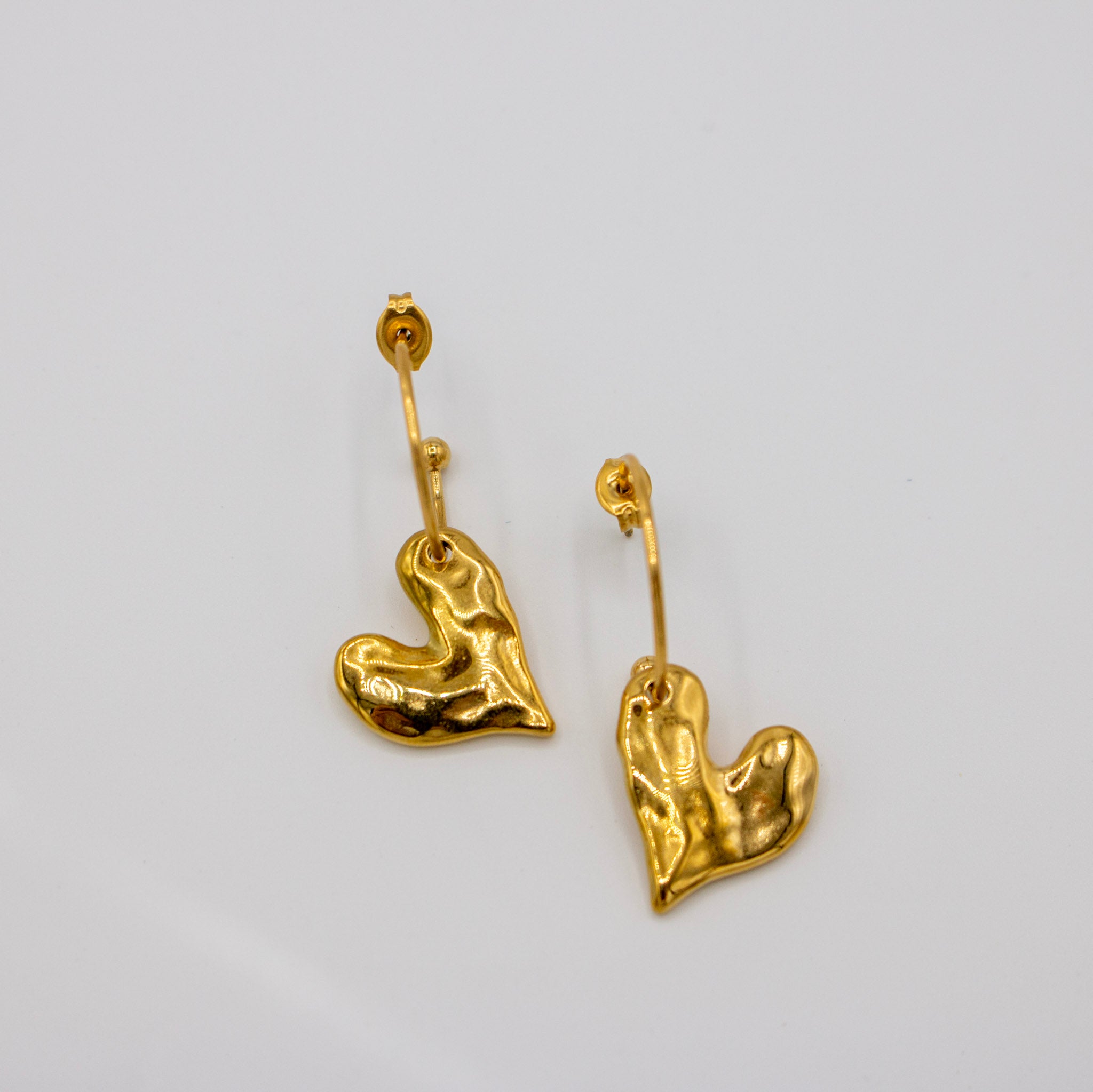 Gold Dangle Heart Earrings