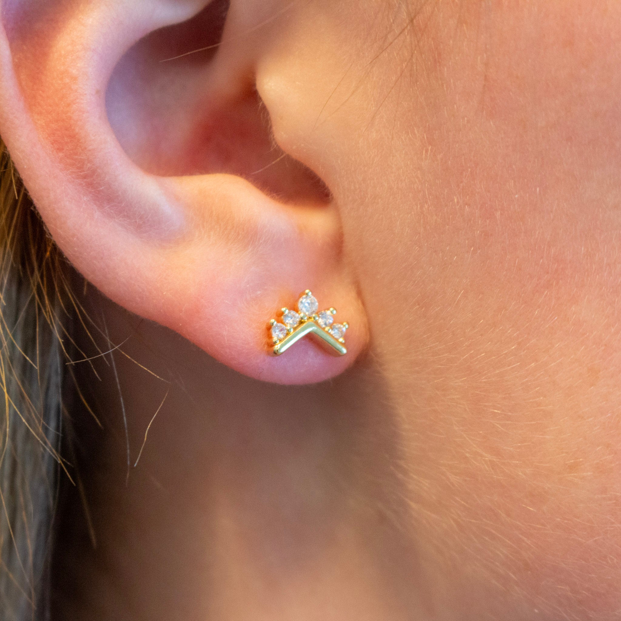 Gold Arrow & Stone Studs