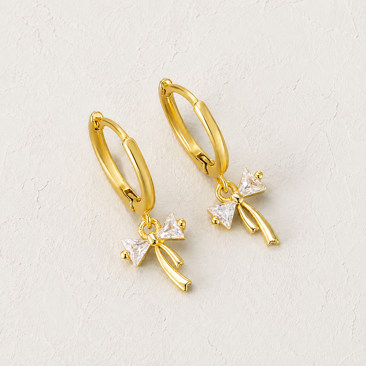 Gold Cz Bow Dangle