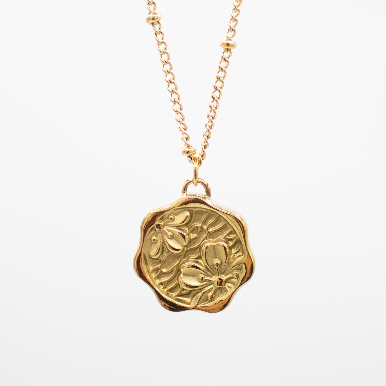 Golden Flower Medallion Necklace