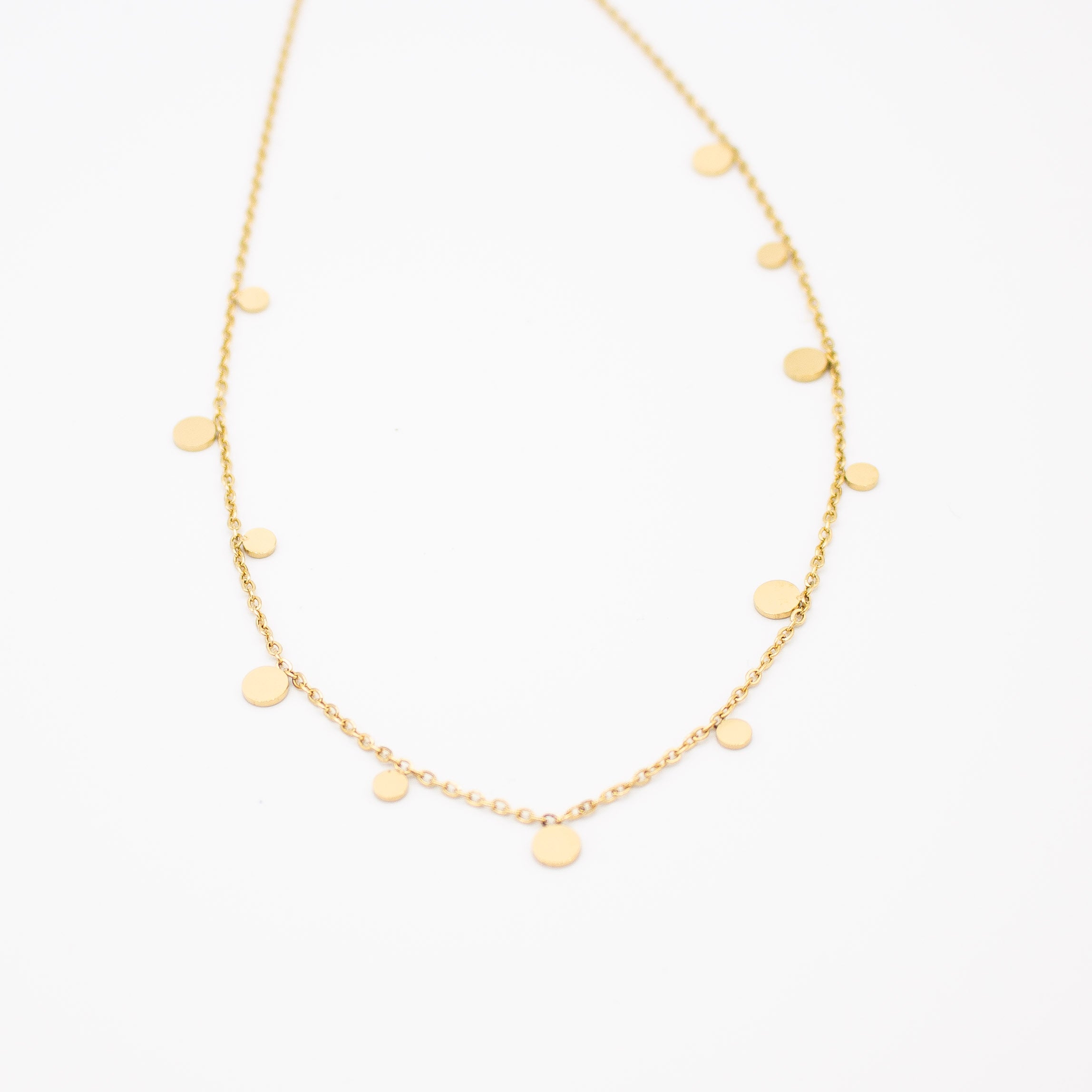 Gold Dangle Circle Necklace