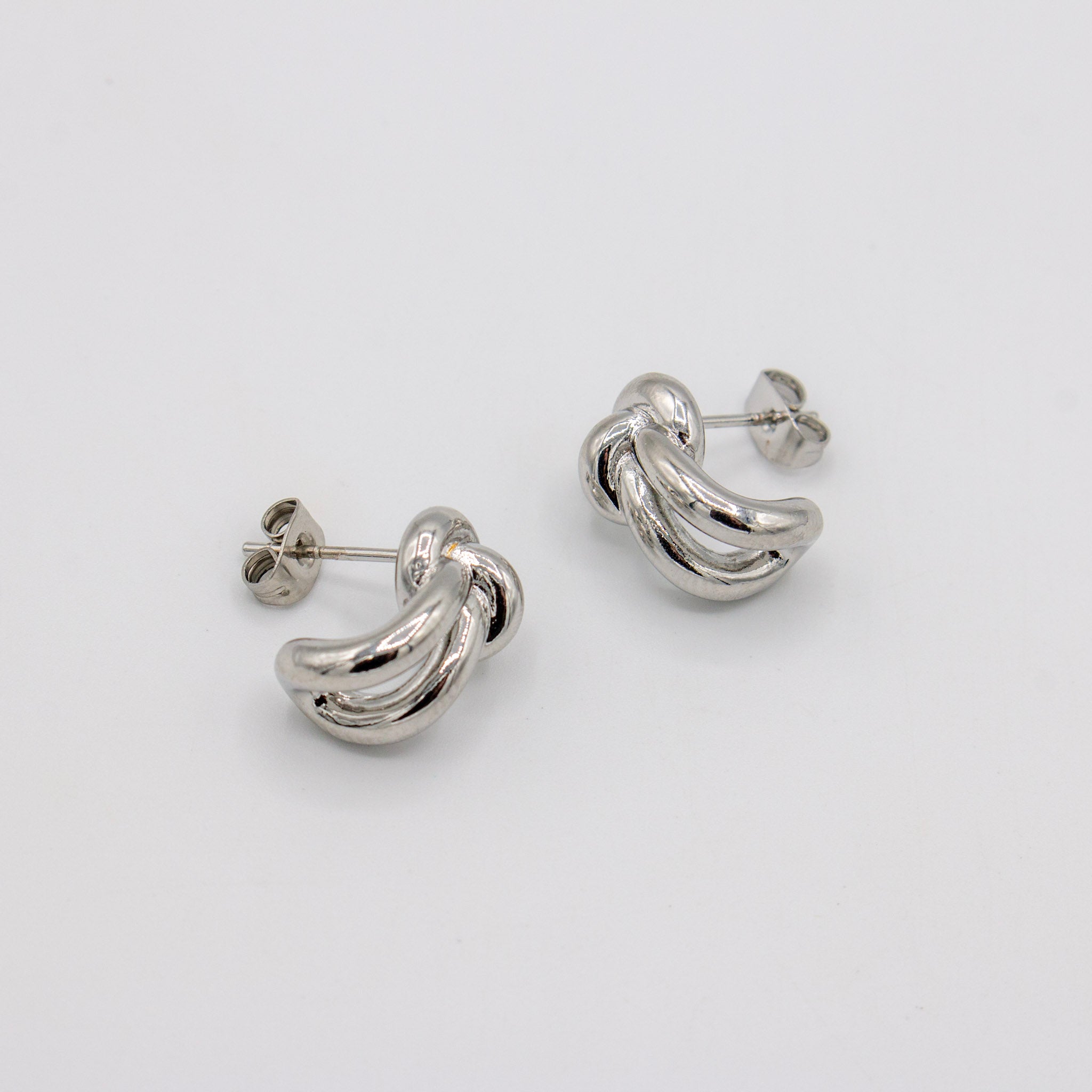 Knot Hoop Silver Earrings