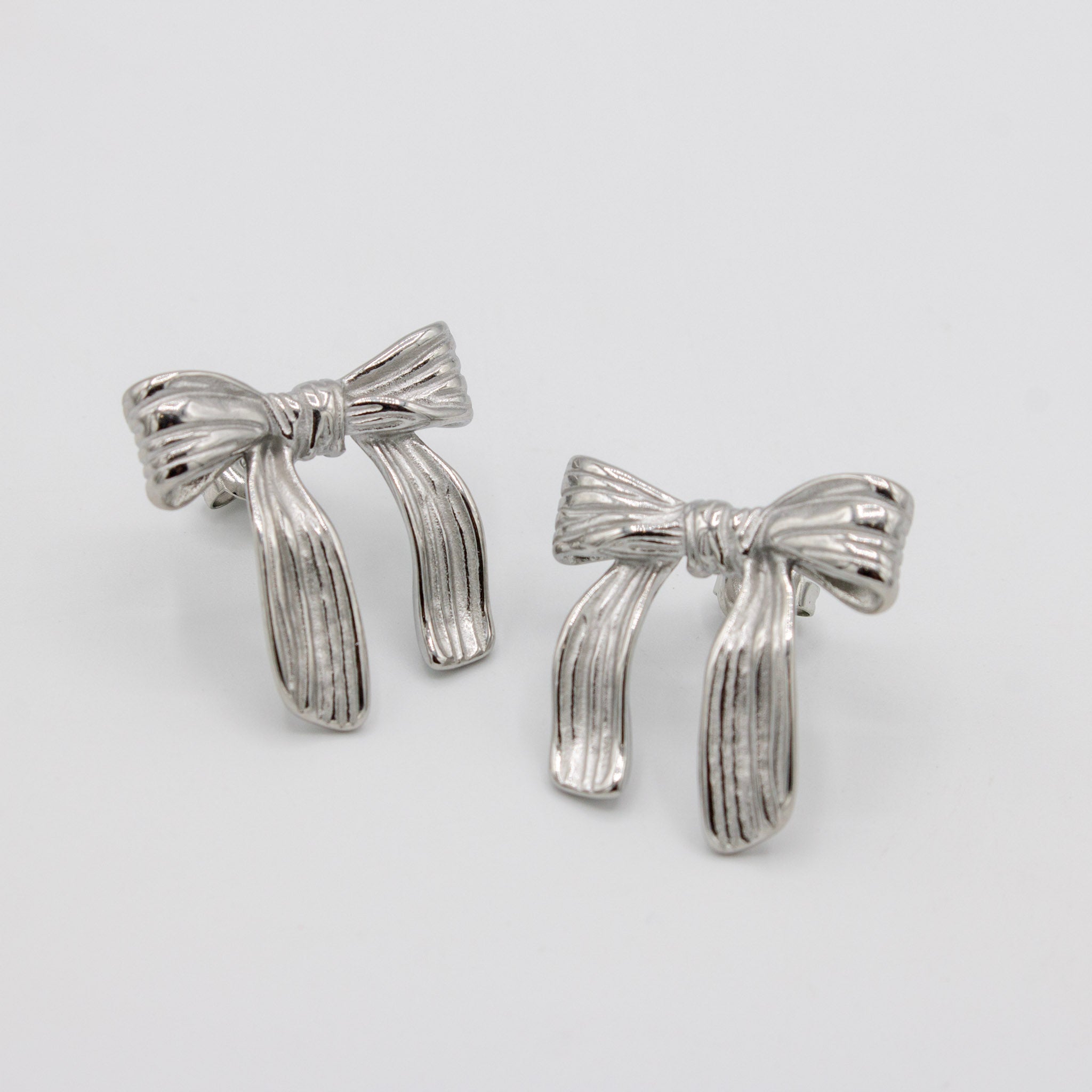 Silver Bow Earrings