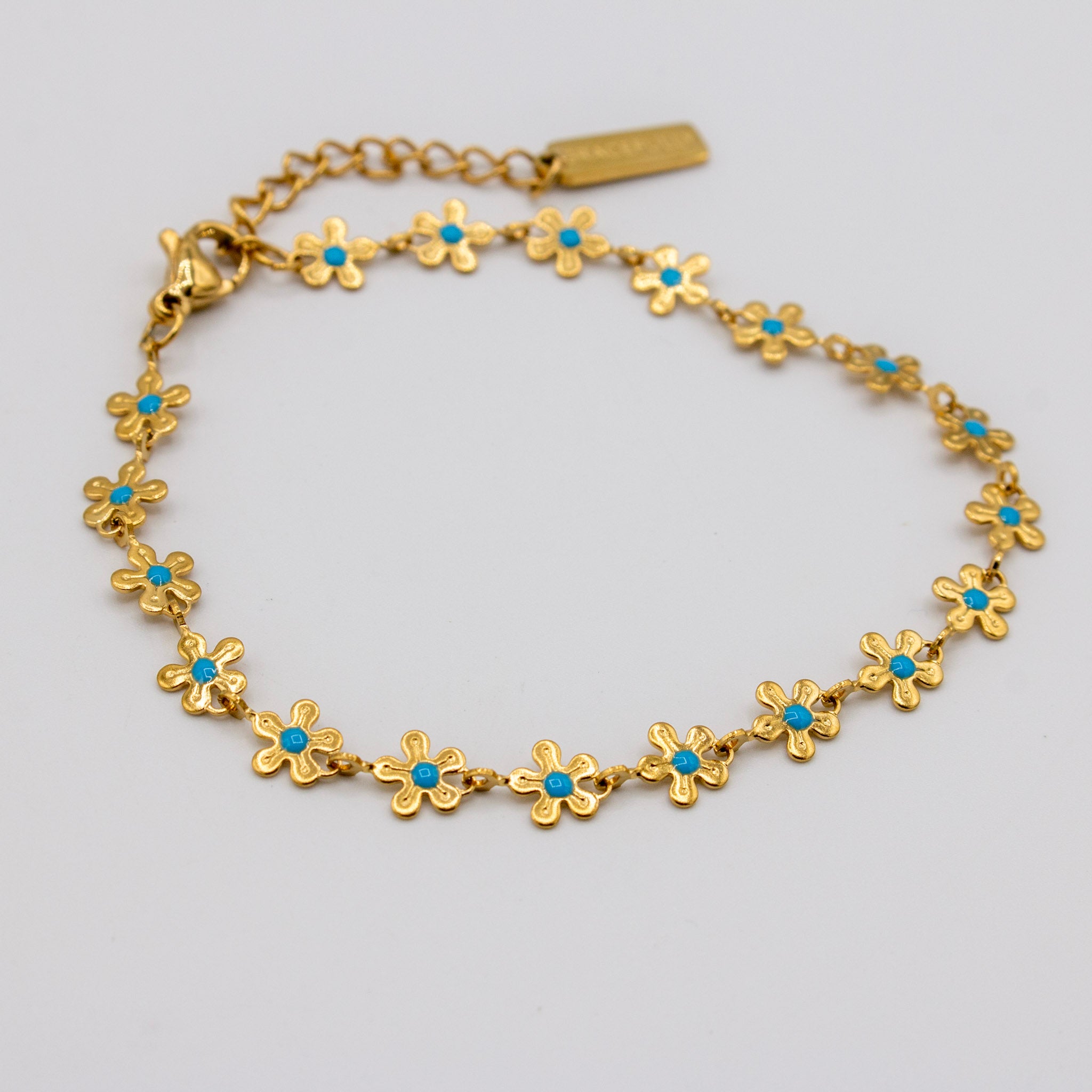 Turquoise and Gold Flower Bracelet