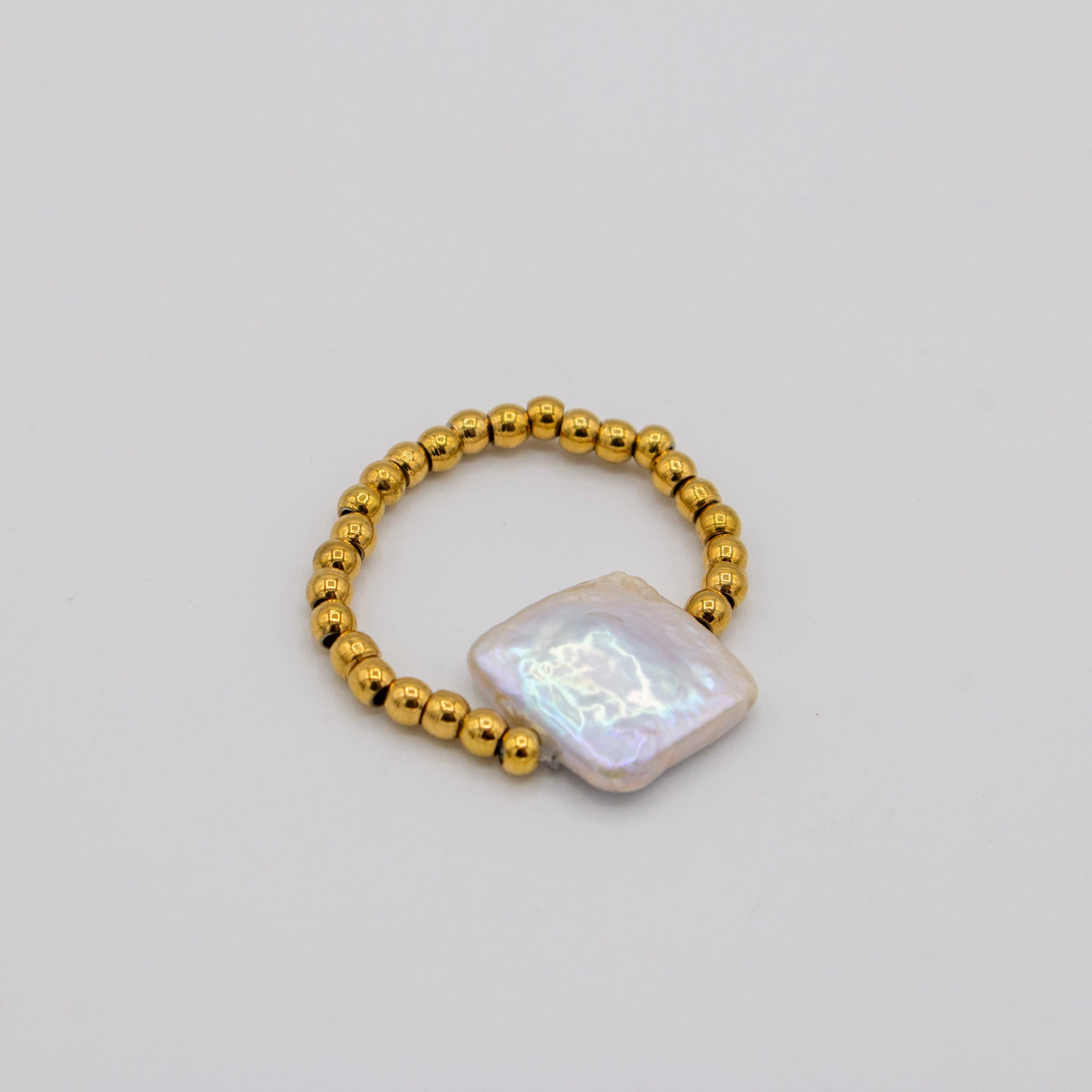 Square Pear Beaded Ring