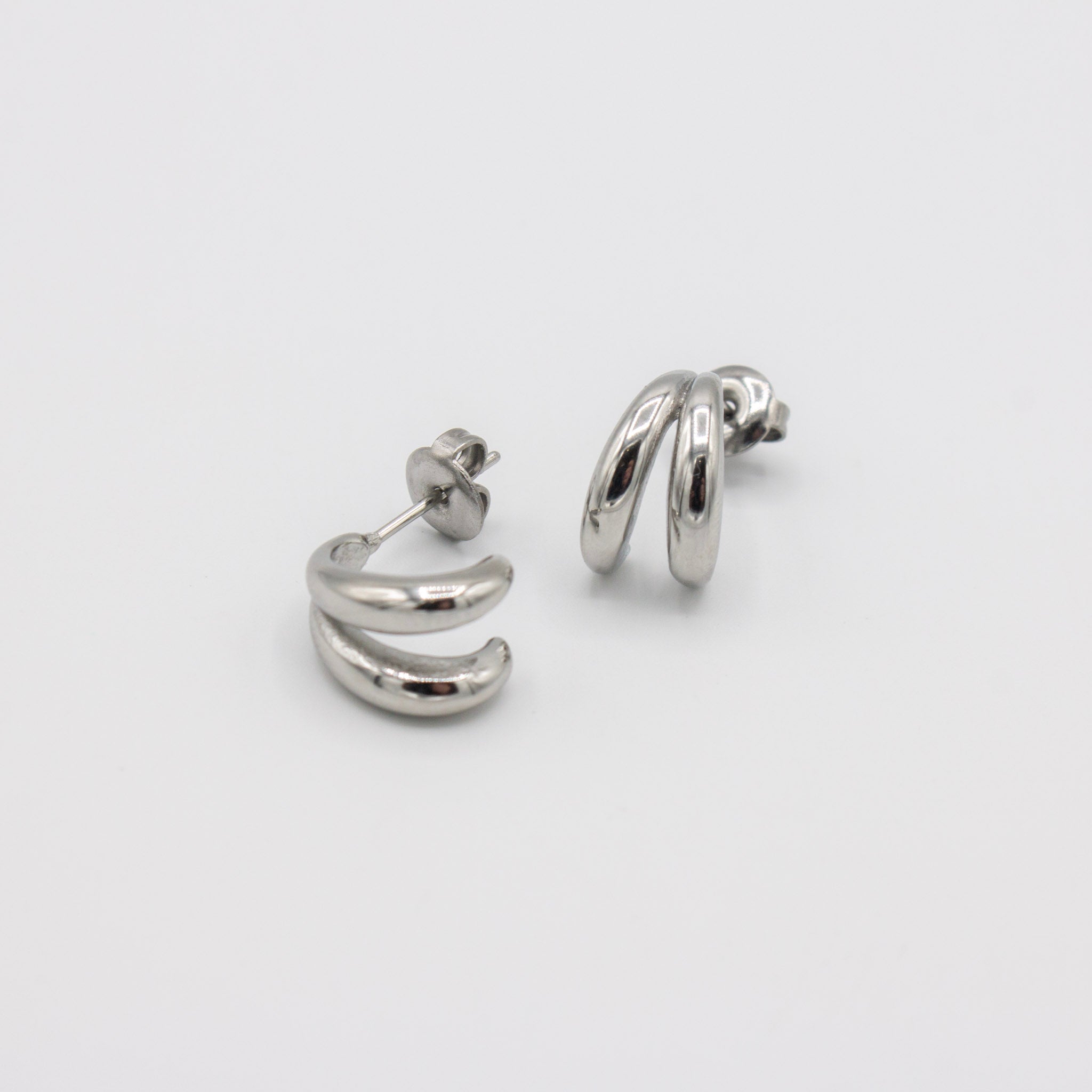 Double Small Hoops- Silver
