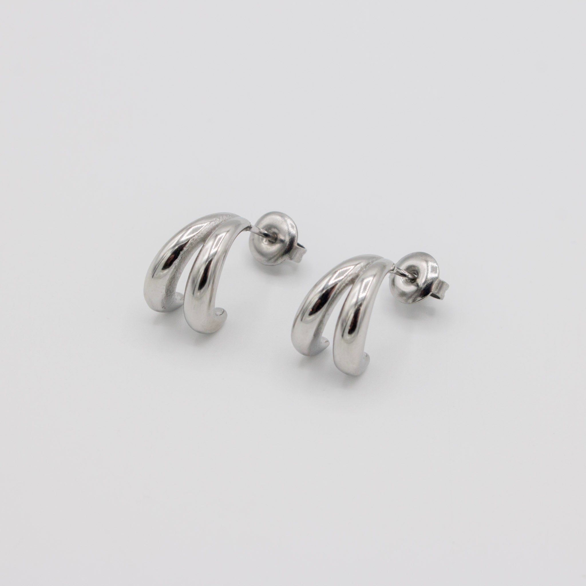 Double Small Hoops- Silver