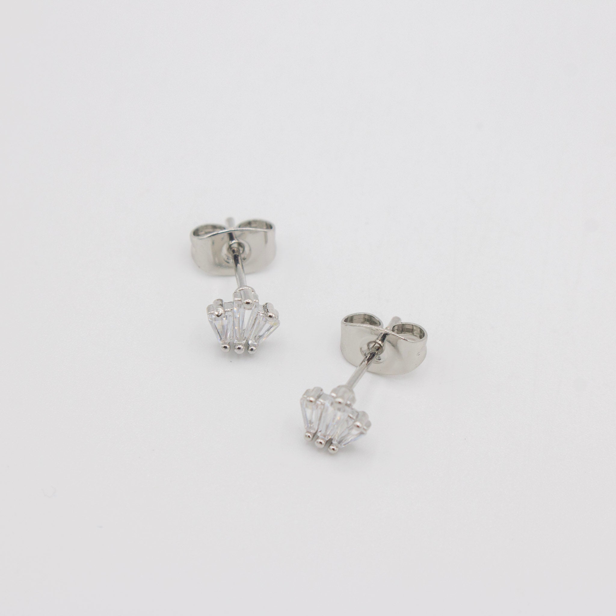 Triple Baguette Studs- Silver