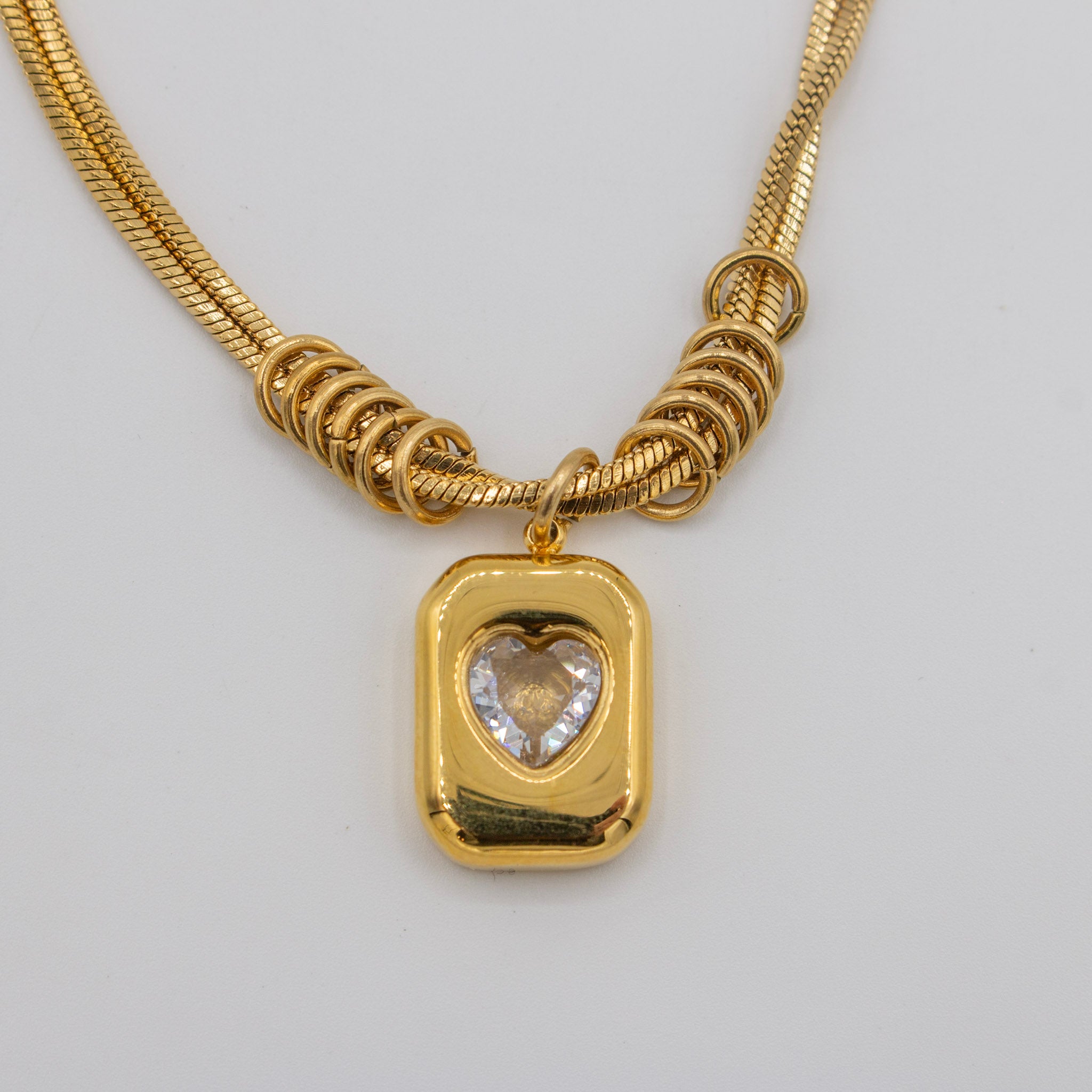 Chunky Heart Cz Necklace