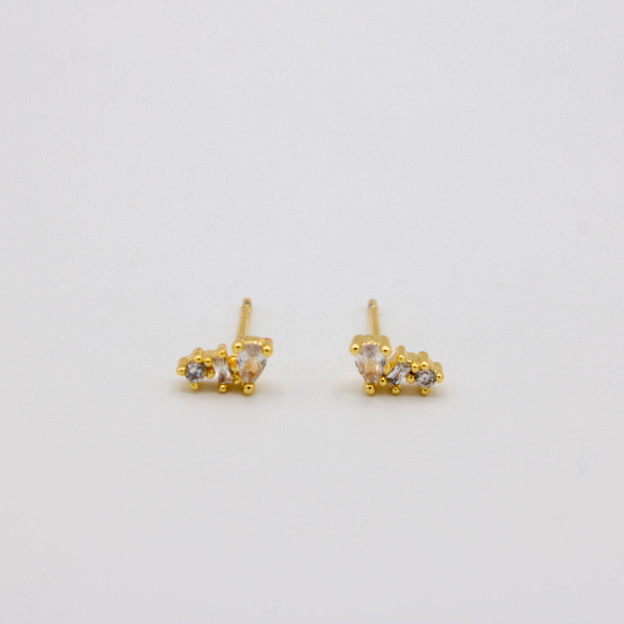 Baguette CZ Cluster Stud
