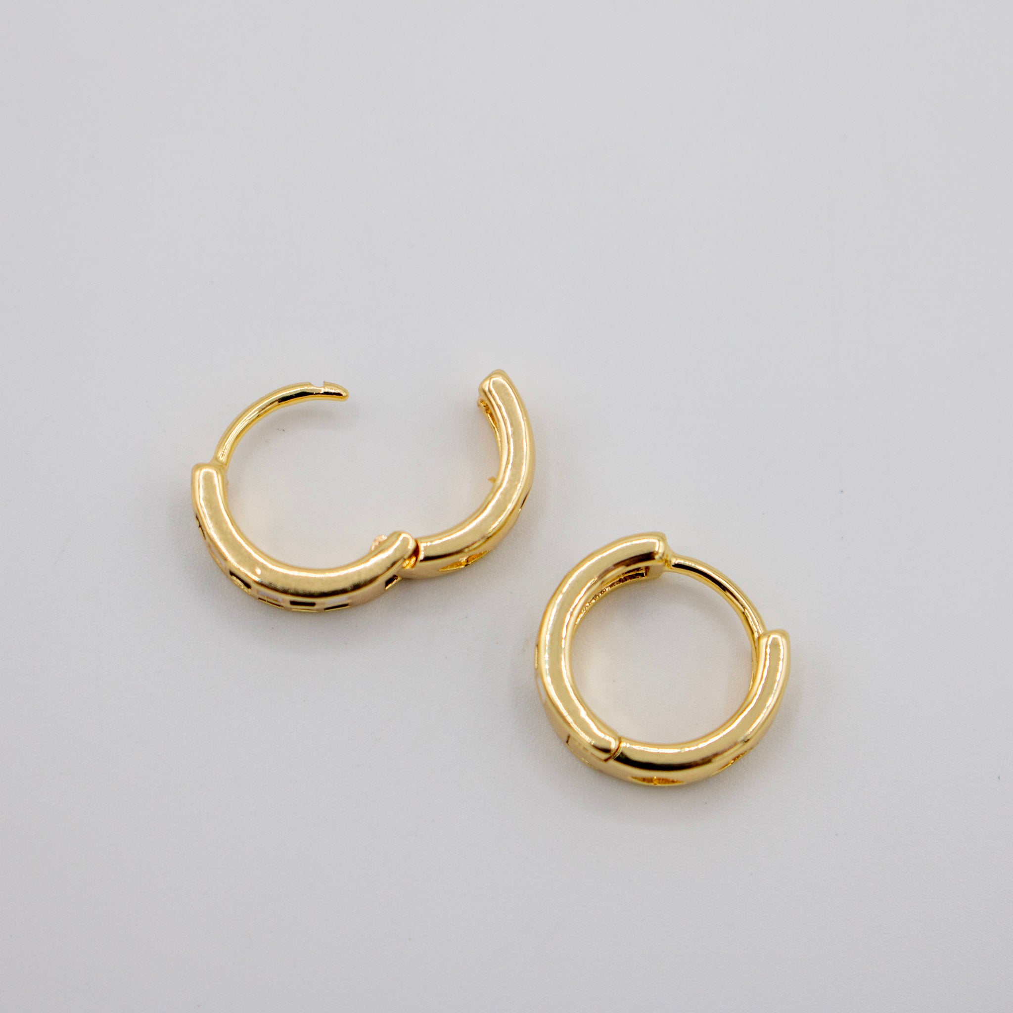 Black and White Checkered Huggie Hoops