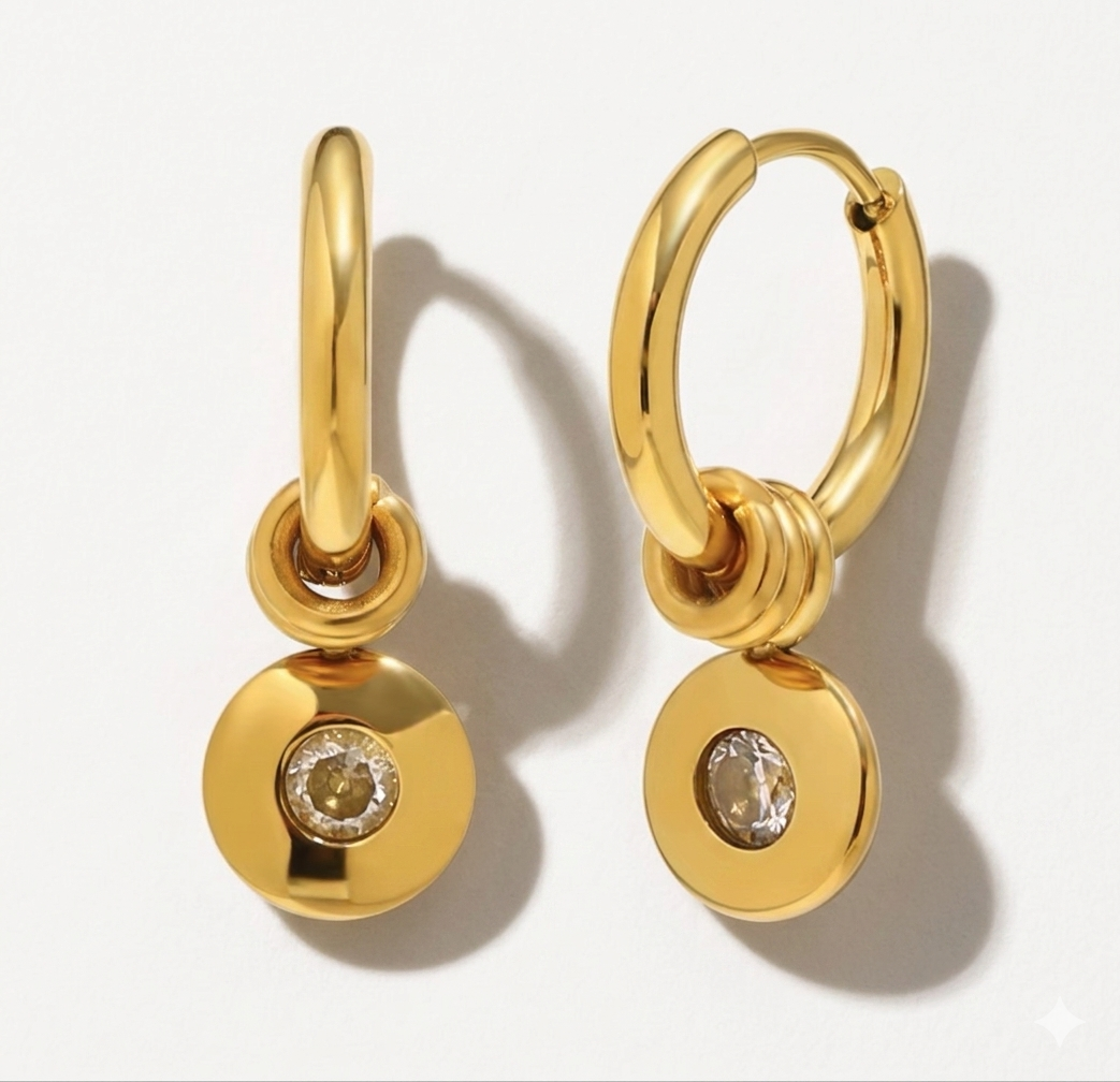 White Cz Circle Dangle