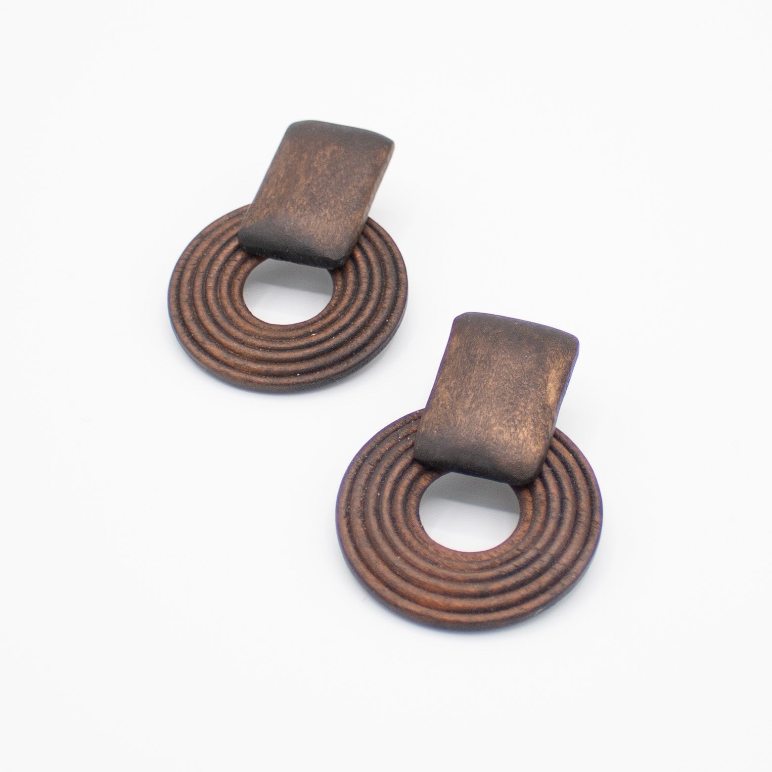 Dark Walnut Wood Drop Earrings