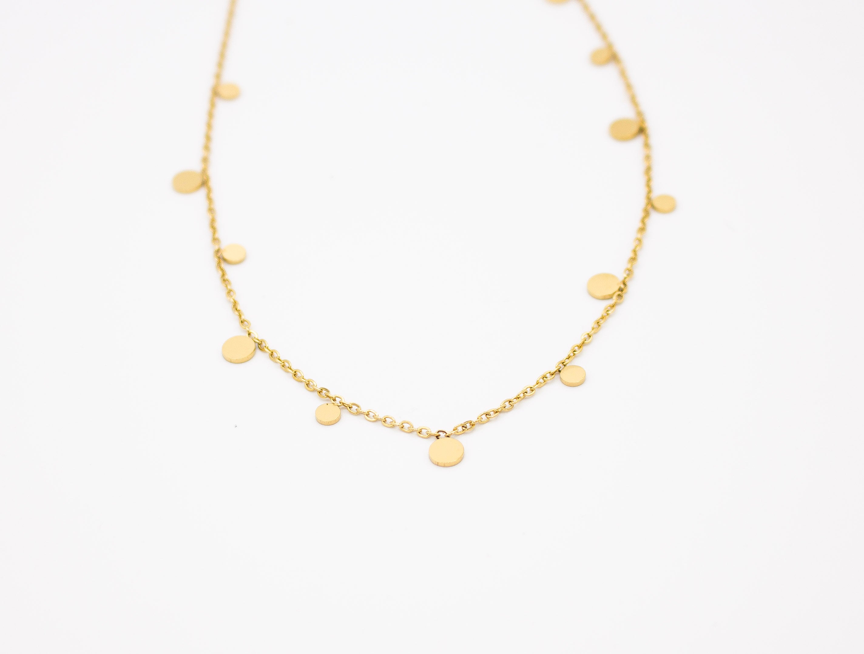 Gold Dangle Circle Necklace