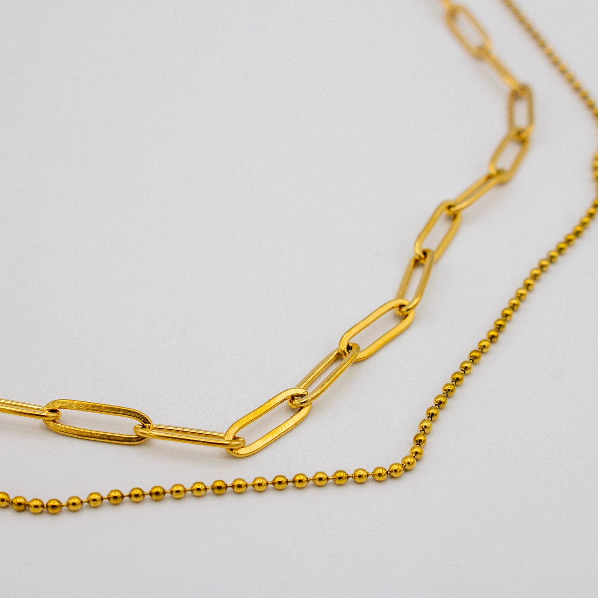Double Layered necklace- Beaded + Paperclip