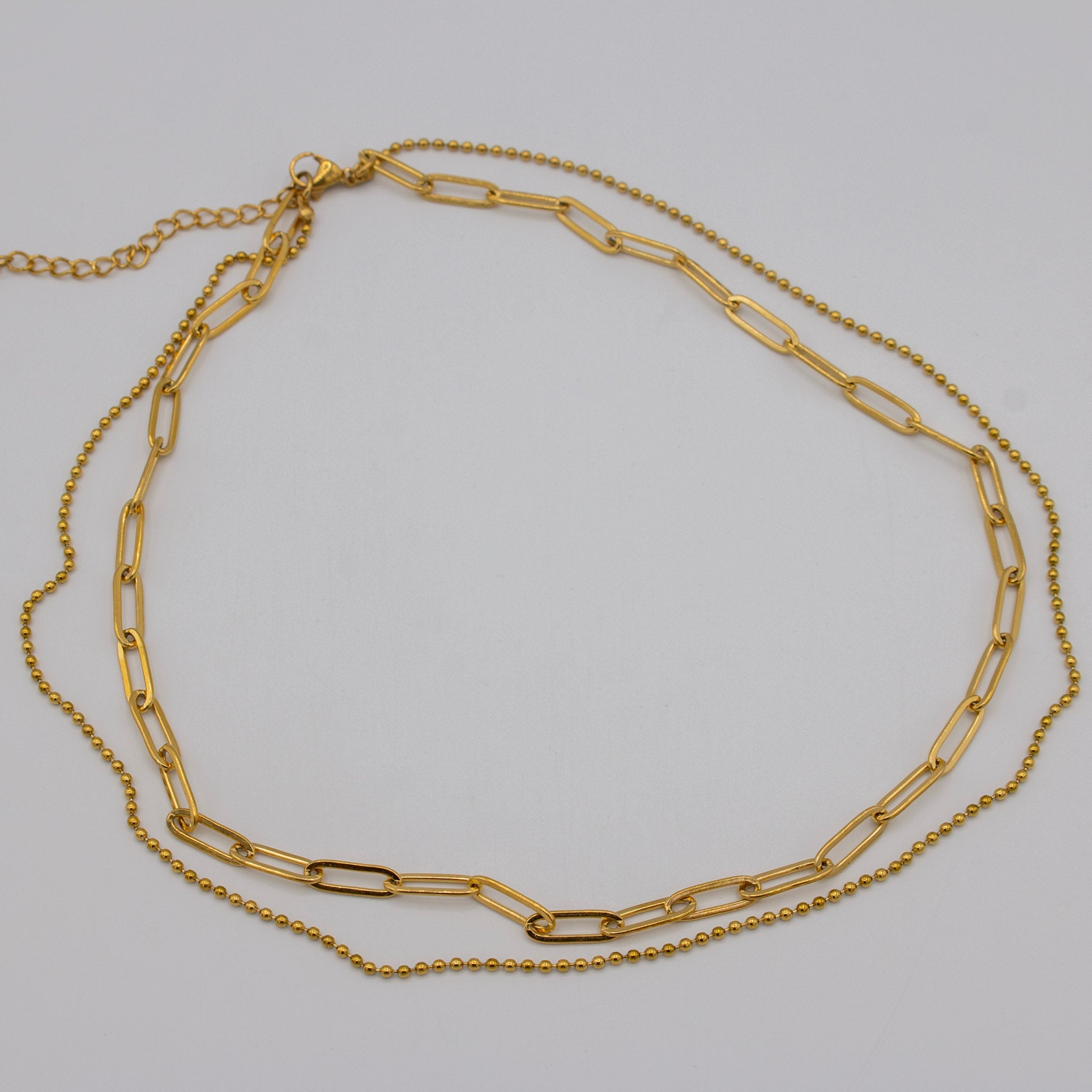 Double Layered necklace- Beaded + Paperclip
