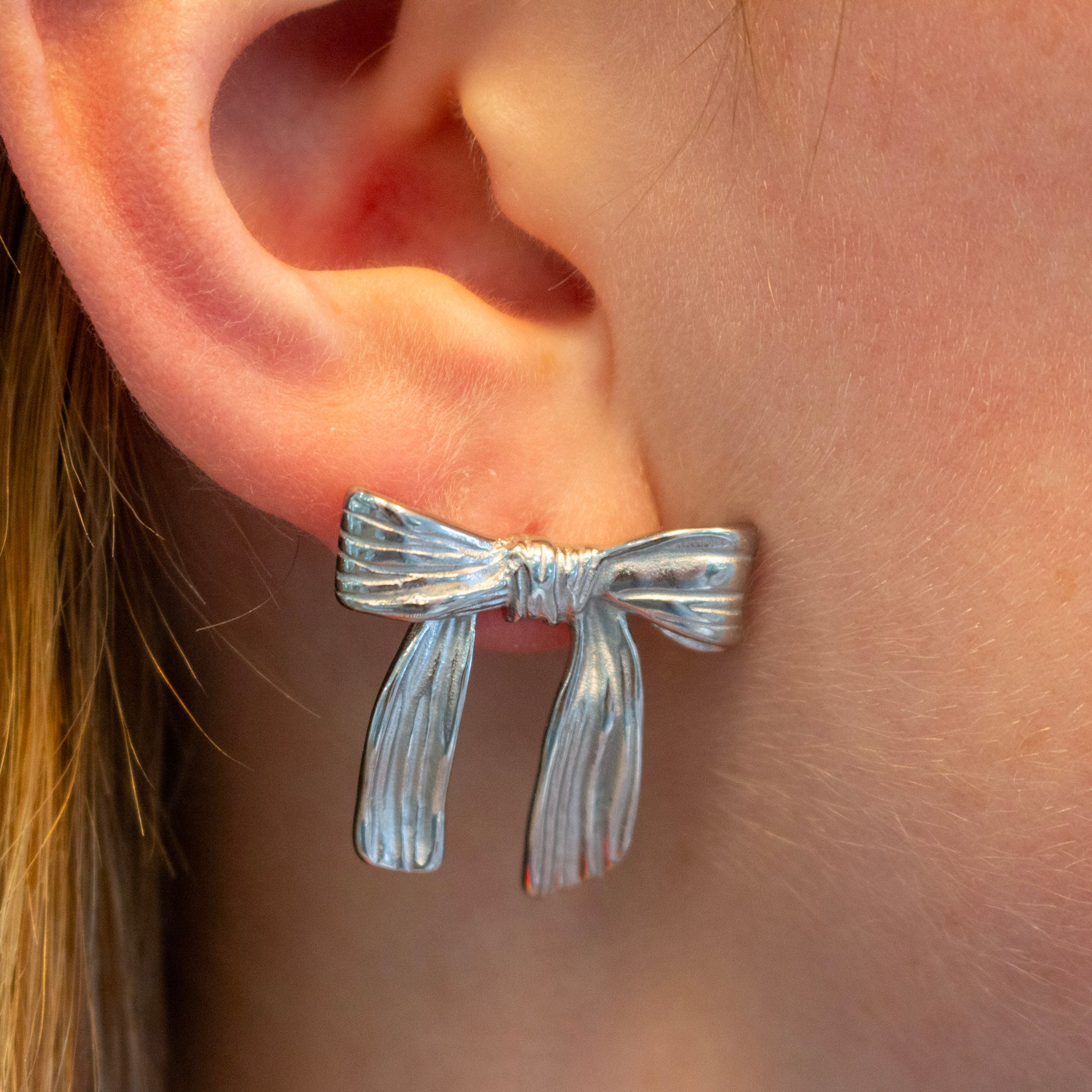 Silver Bow Earrings