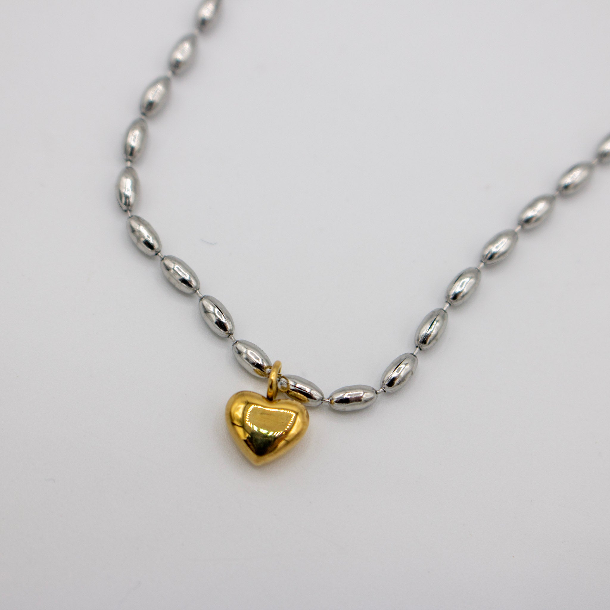 Mixed Metal Gold Heart Necklace