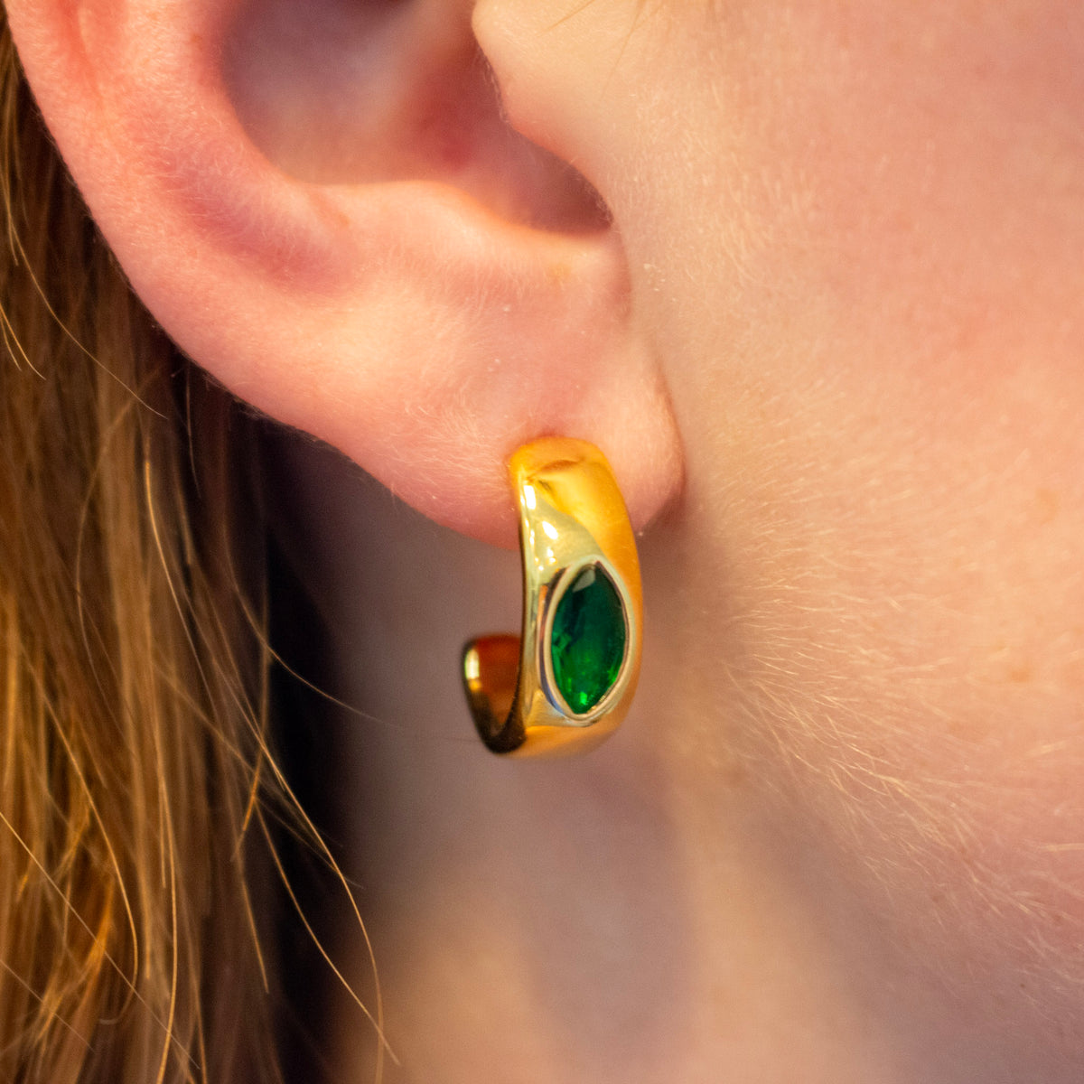 Emerald Cz Hoops