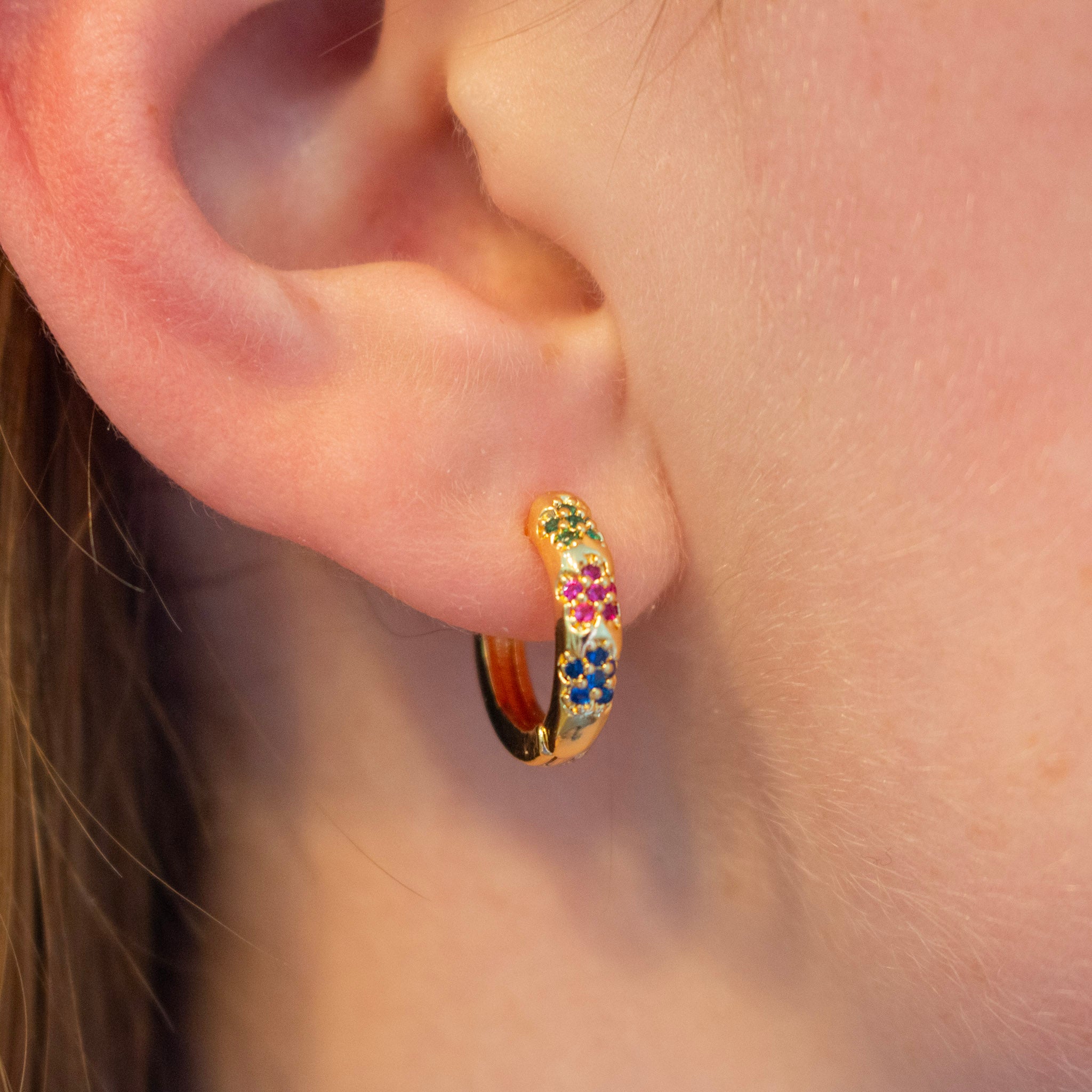 Multi Cz Flower Huggies
